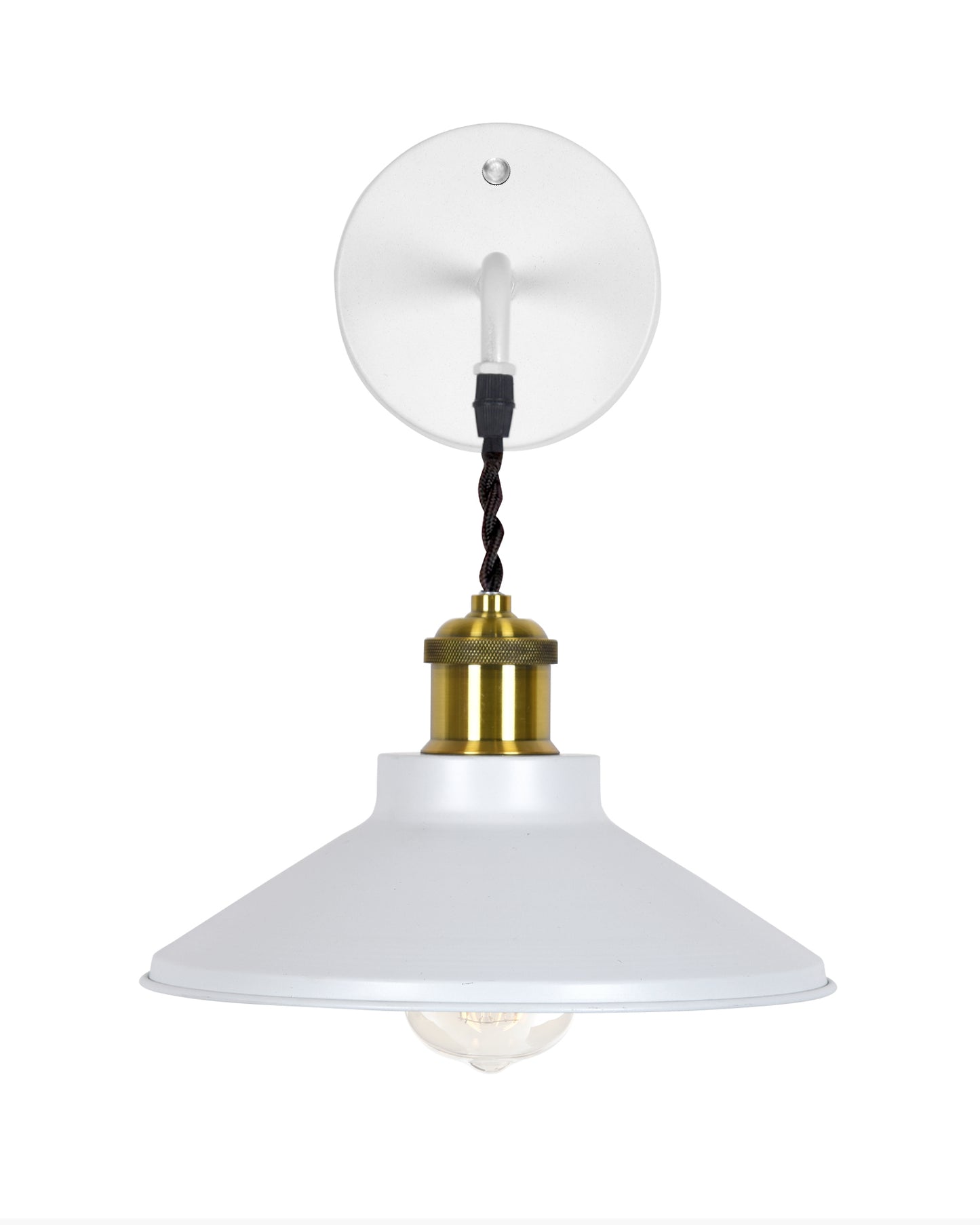 Modern Industrial Wall Sconce, Metal Cone Wall Light Fixture with Golden Holder, 1-Light Painted Wall Lamp for Bedroom, Living Room, Bathroom, Pink