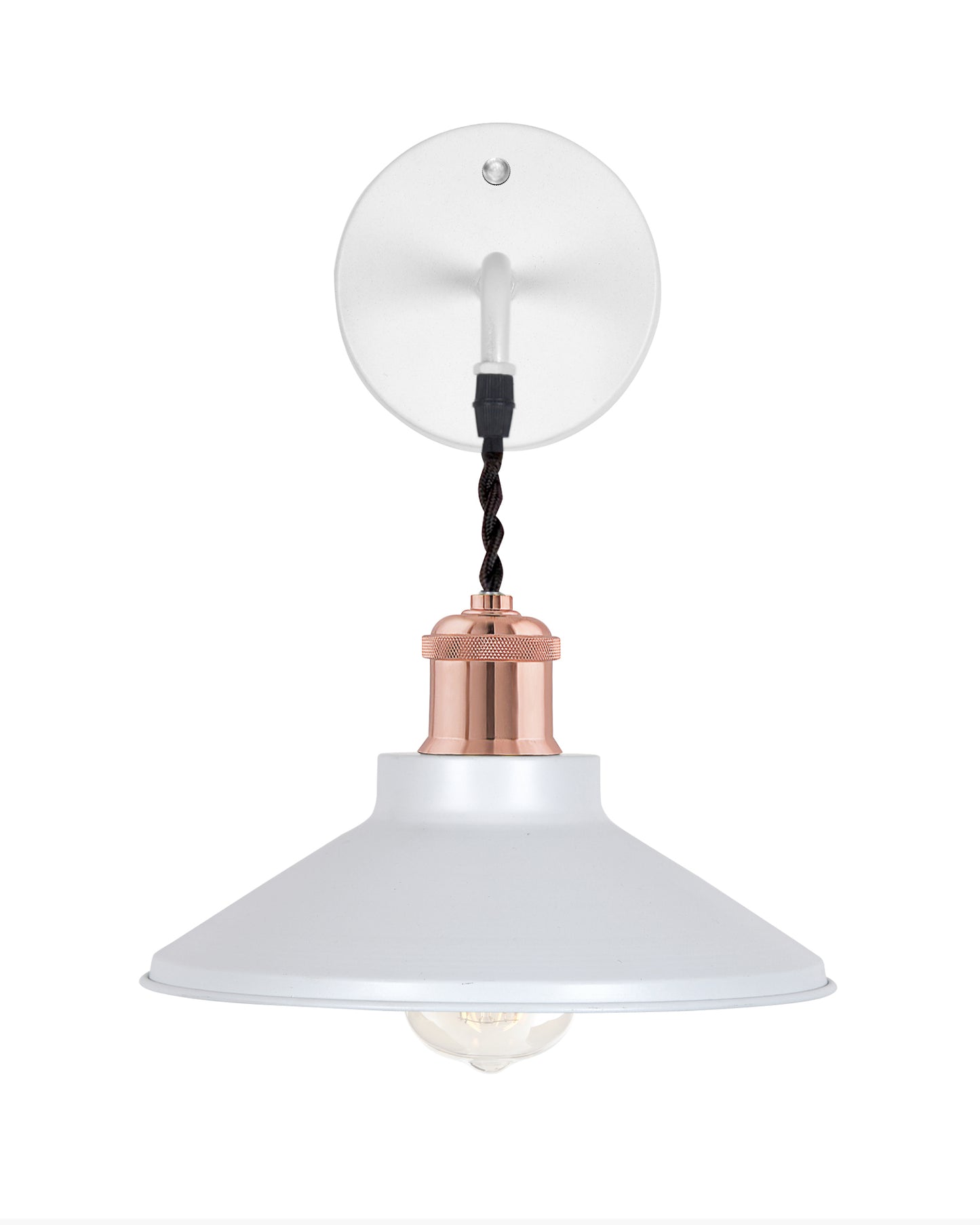 Modern Industrial Wall Sconce, Metal Cone Wall Light Fixture with Golden Holder, 1-Light Painted Wall Lamp for Bedroom, Living Room, Bathroom, Pink