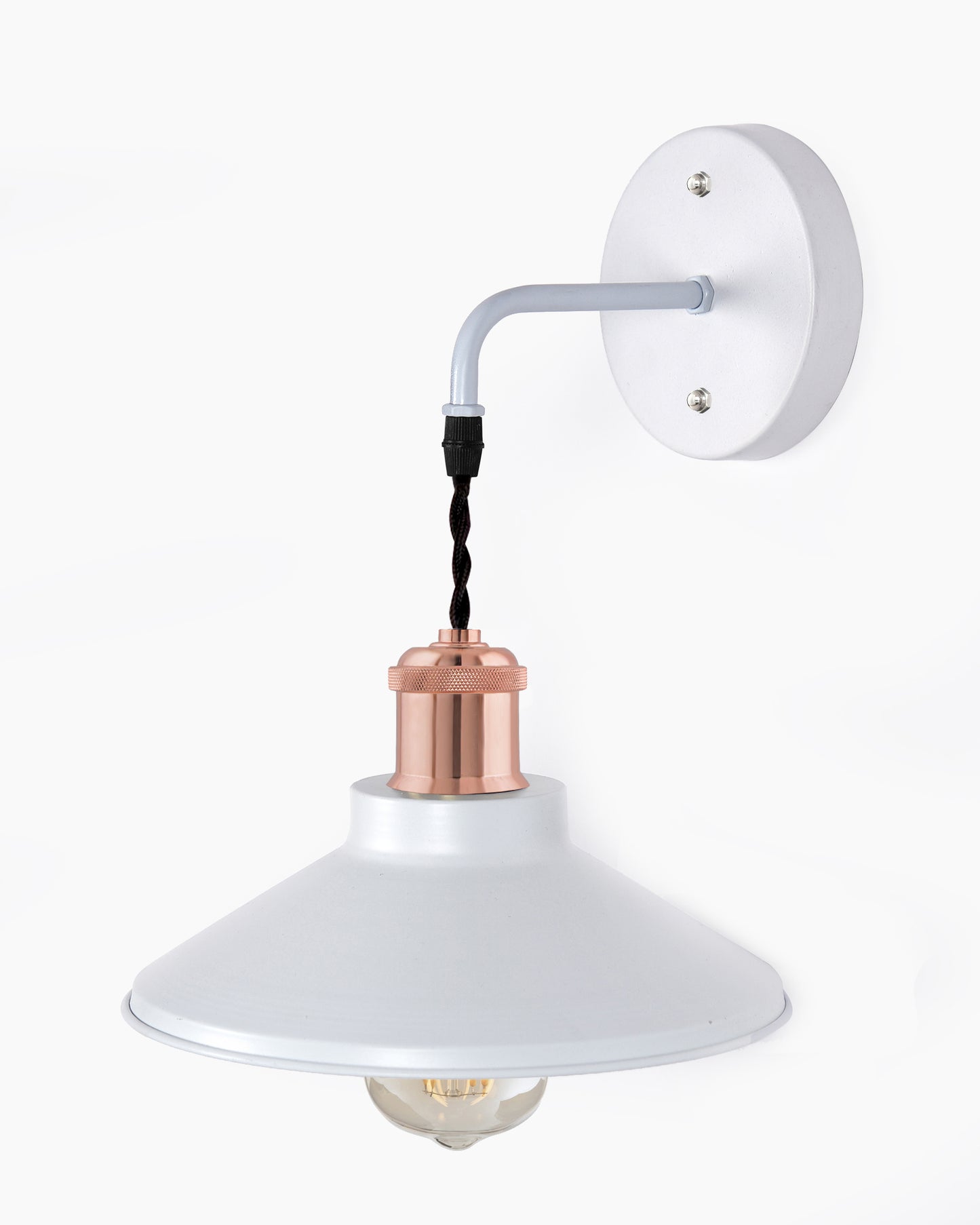 Modern Industrial Wall Sconce, Metal Cone Wall Light Fixture with Golden Holder, 1-Light Painted Wall Lamp for Bedroom, Living Room, Bathroom, Pink