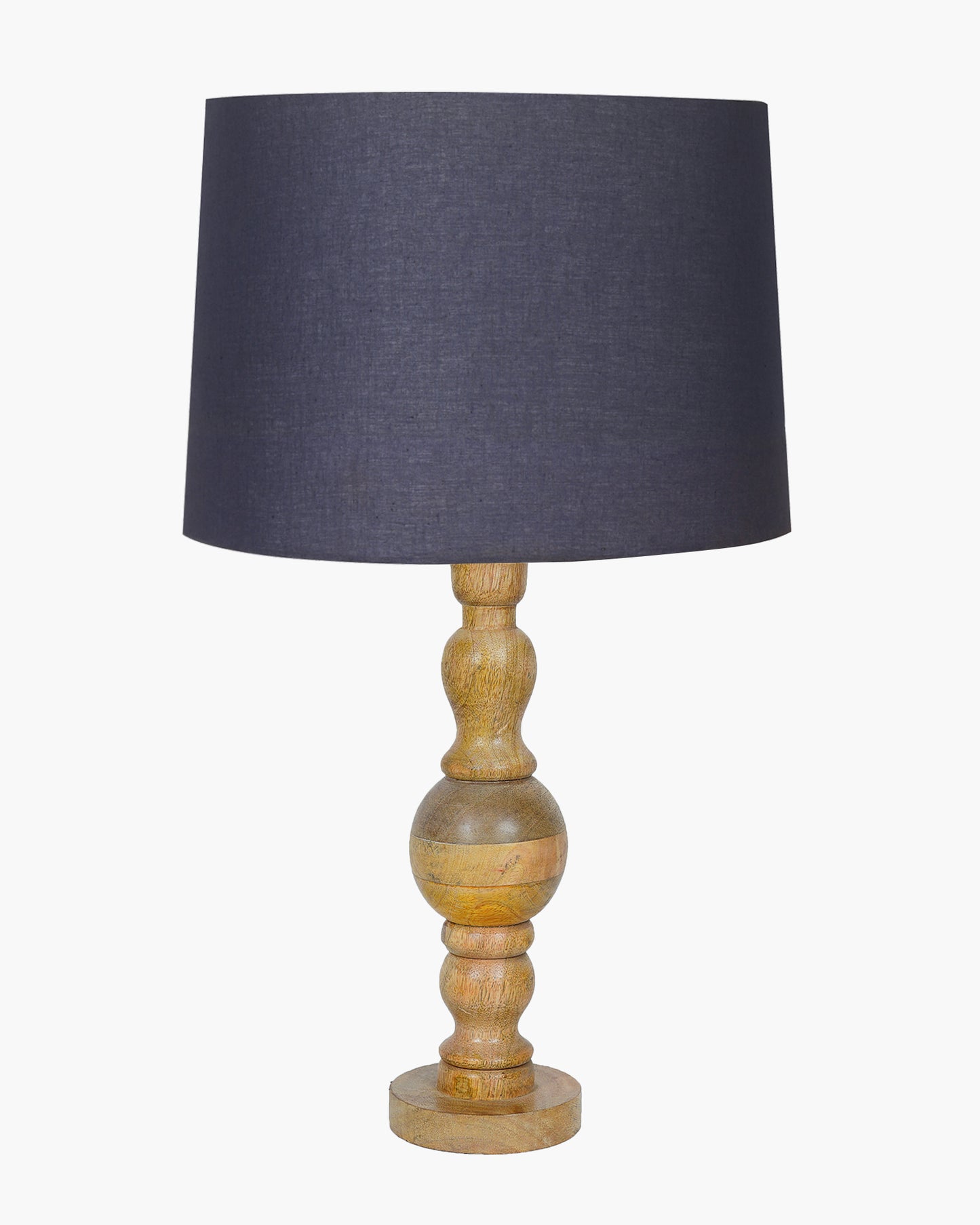 Industrial Wood Bubble Bedside Table Lamp, farmhouse Living Room Light, Khadi Drum Shade