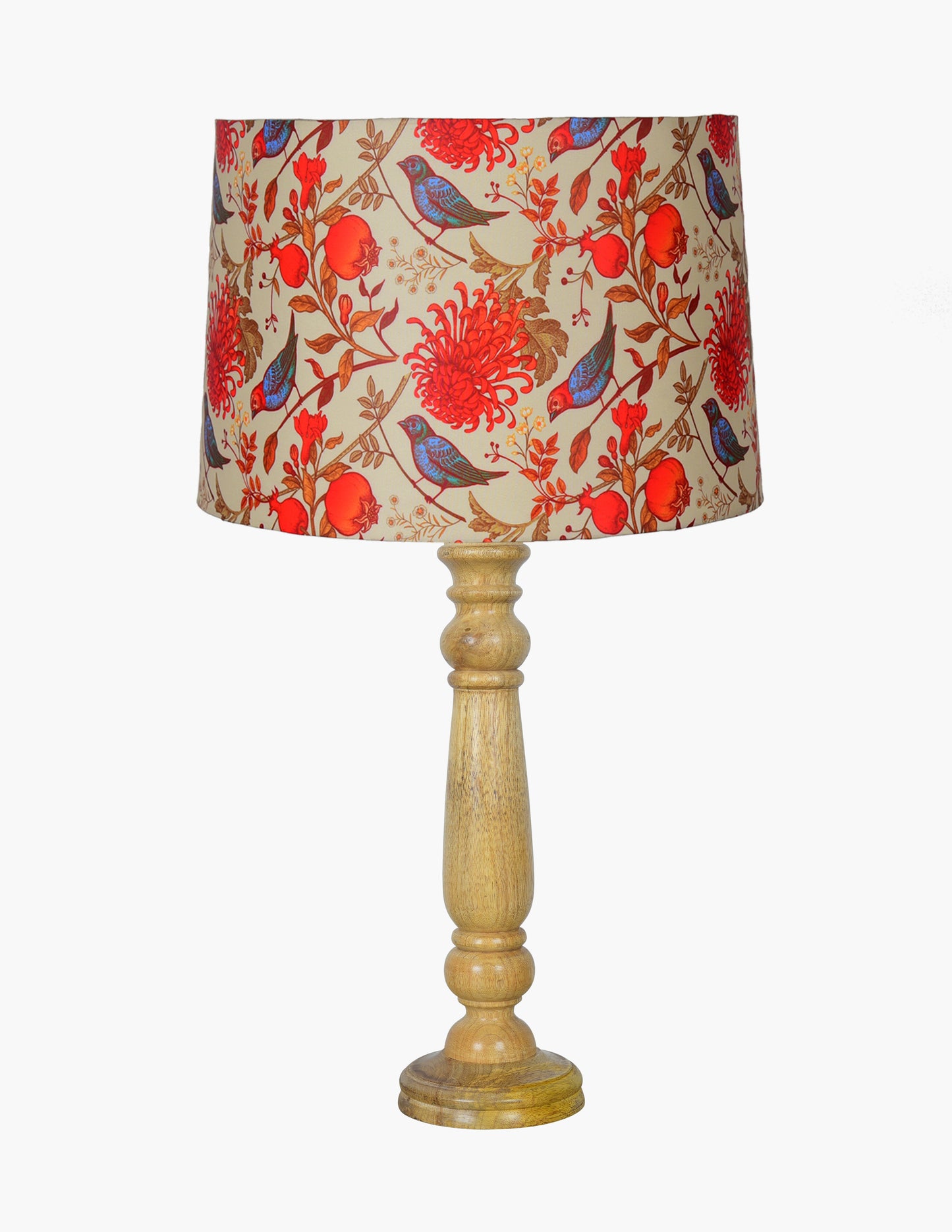 Mable Rustic Wood Table Lamp, Industrial Bedside Living Room Light, Khadi Drum Shade