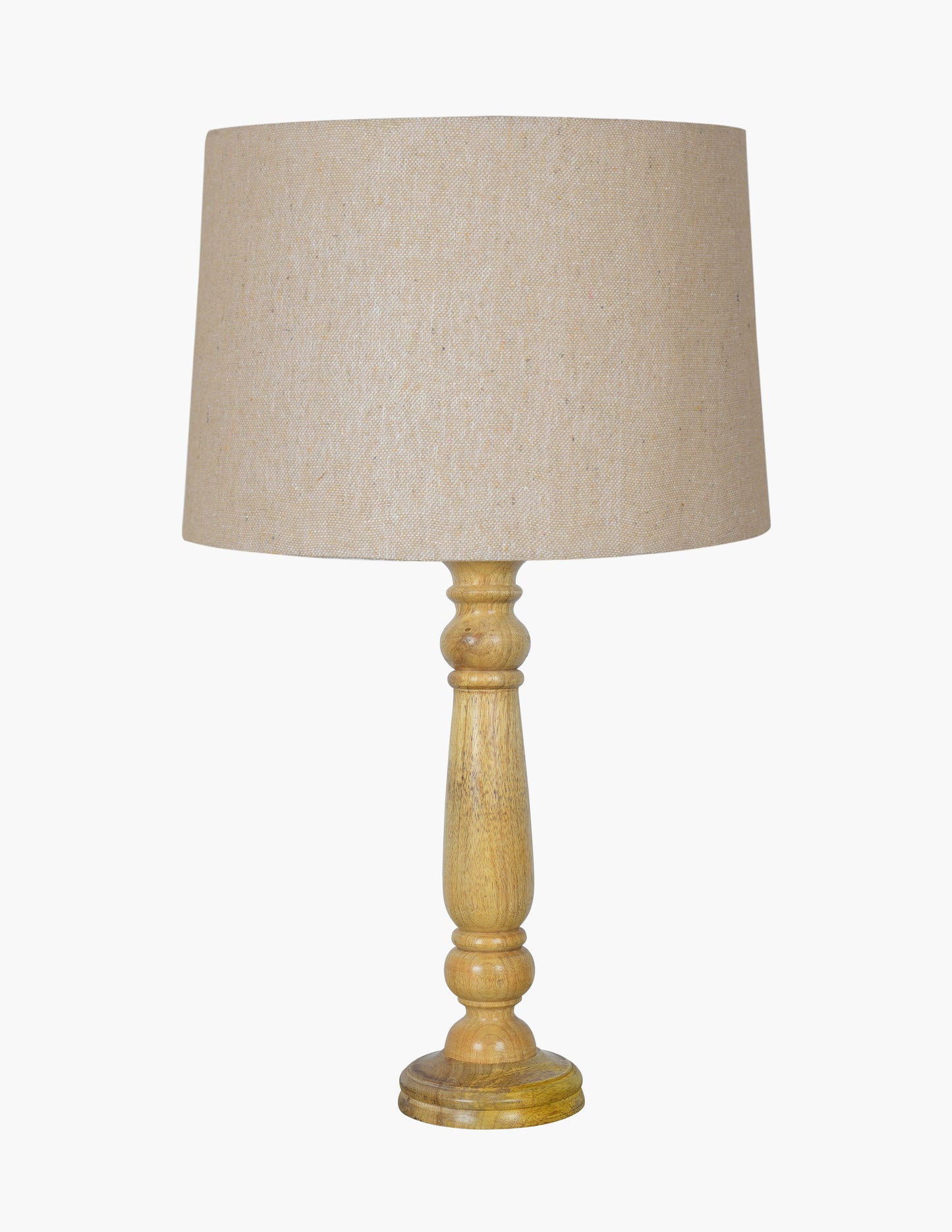 Mable Rustic Wood Table Lamp, Industrial Bedside Living Room Light, Khadi Drum Shade