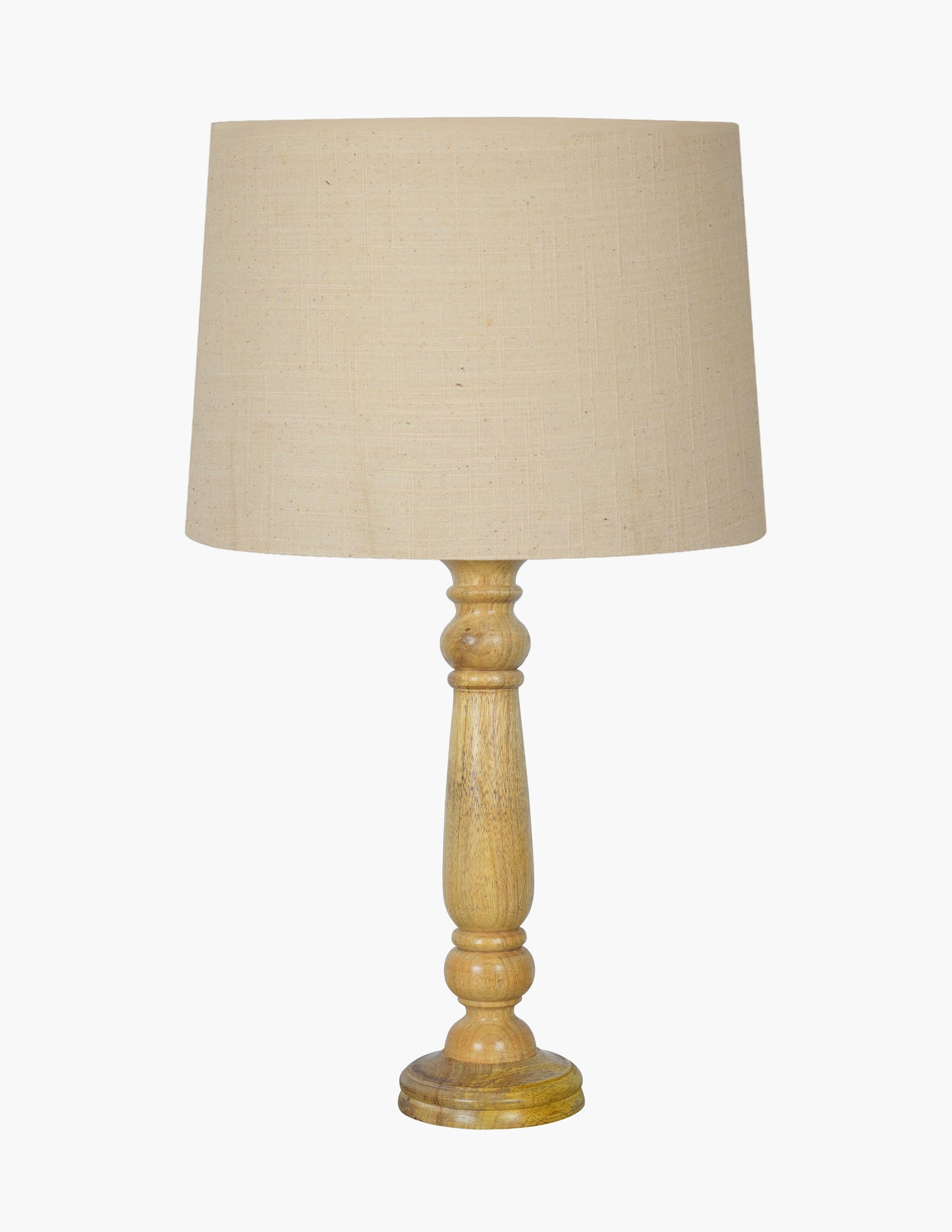 Mable Rustic Wood Table Lamp, Industrial Bedside Living Room Light, Khadi Drum Shade