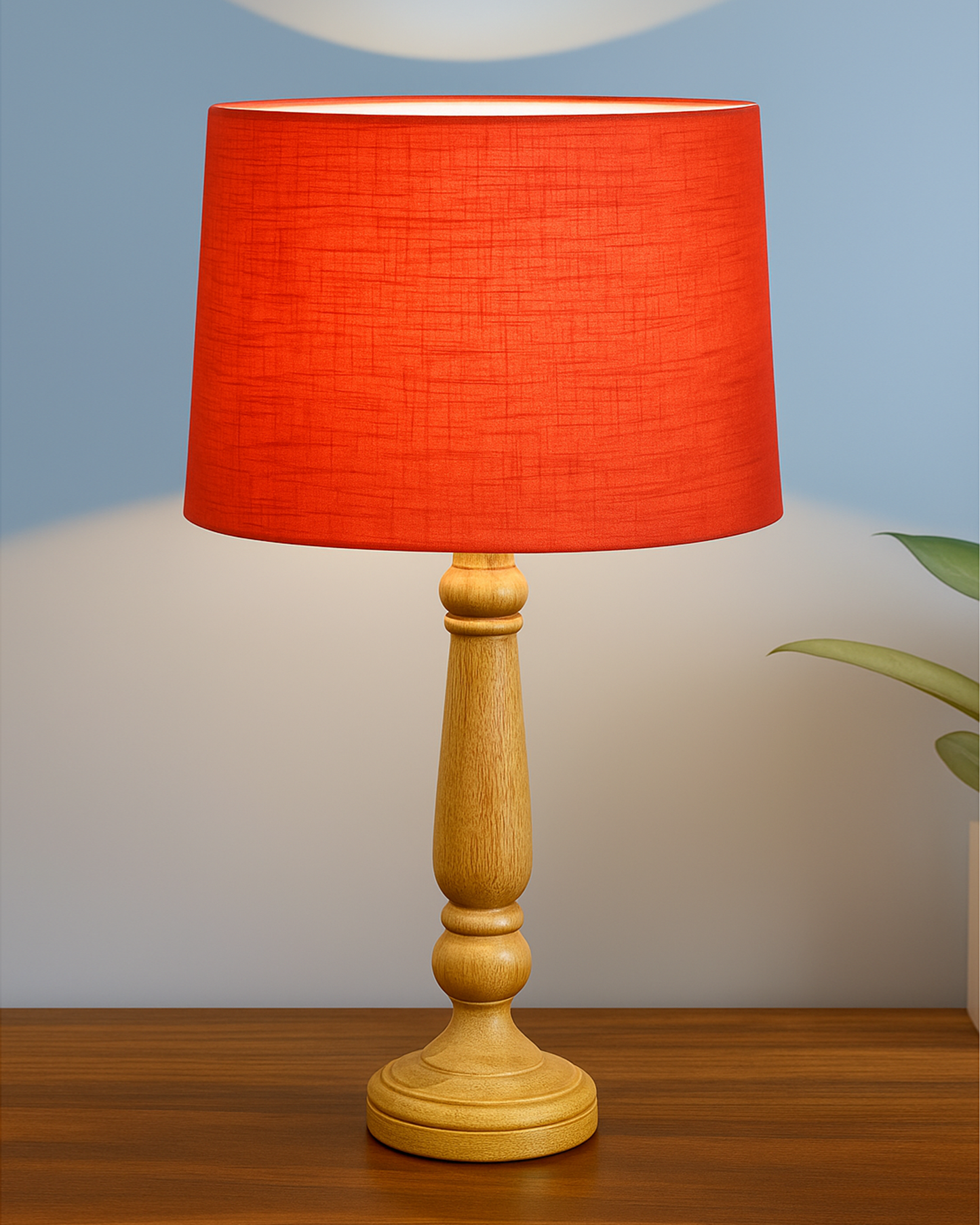 Mable Rustic Wood Table Lamp, Industrial Bedside Living Room Light, Khadi Drum Shade