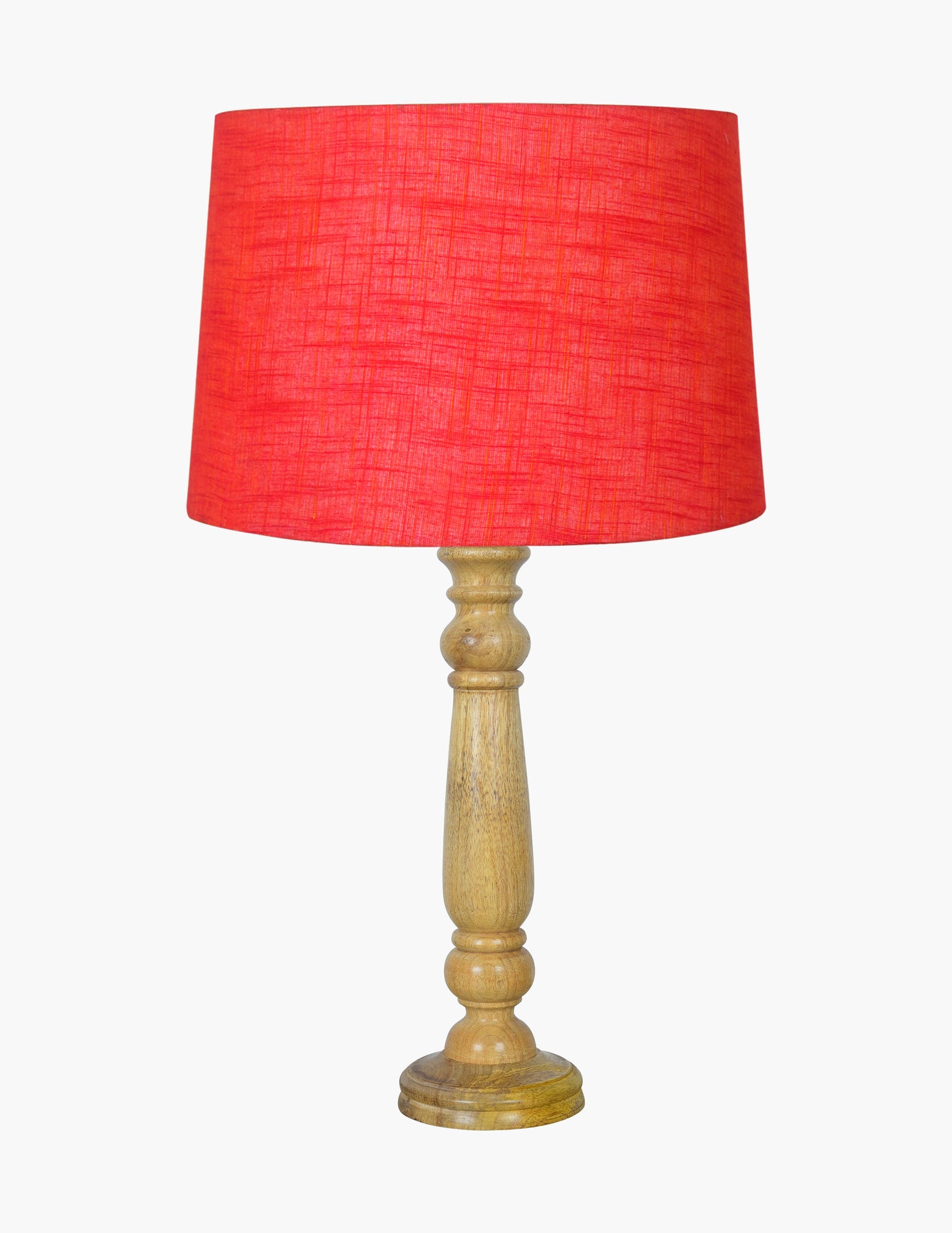 Mable Rustic Wood Table Lamp, Industrial Bedside Living Room Light, Khadi Drum Shade