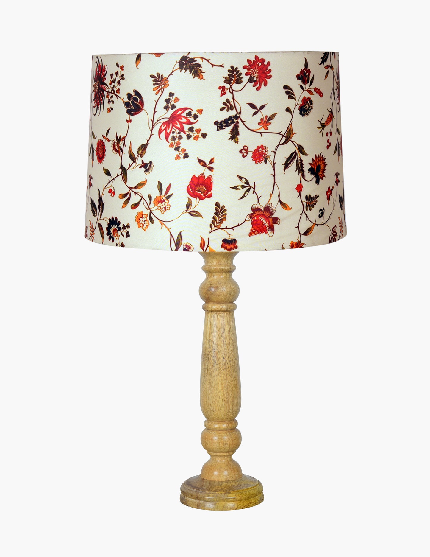 Mable Rustic Wood Table Lamp, Industrial Bedside Living Room Light, Khadi Drum Shade
