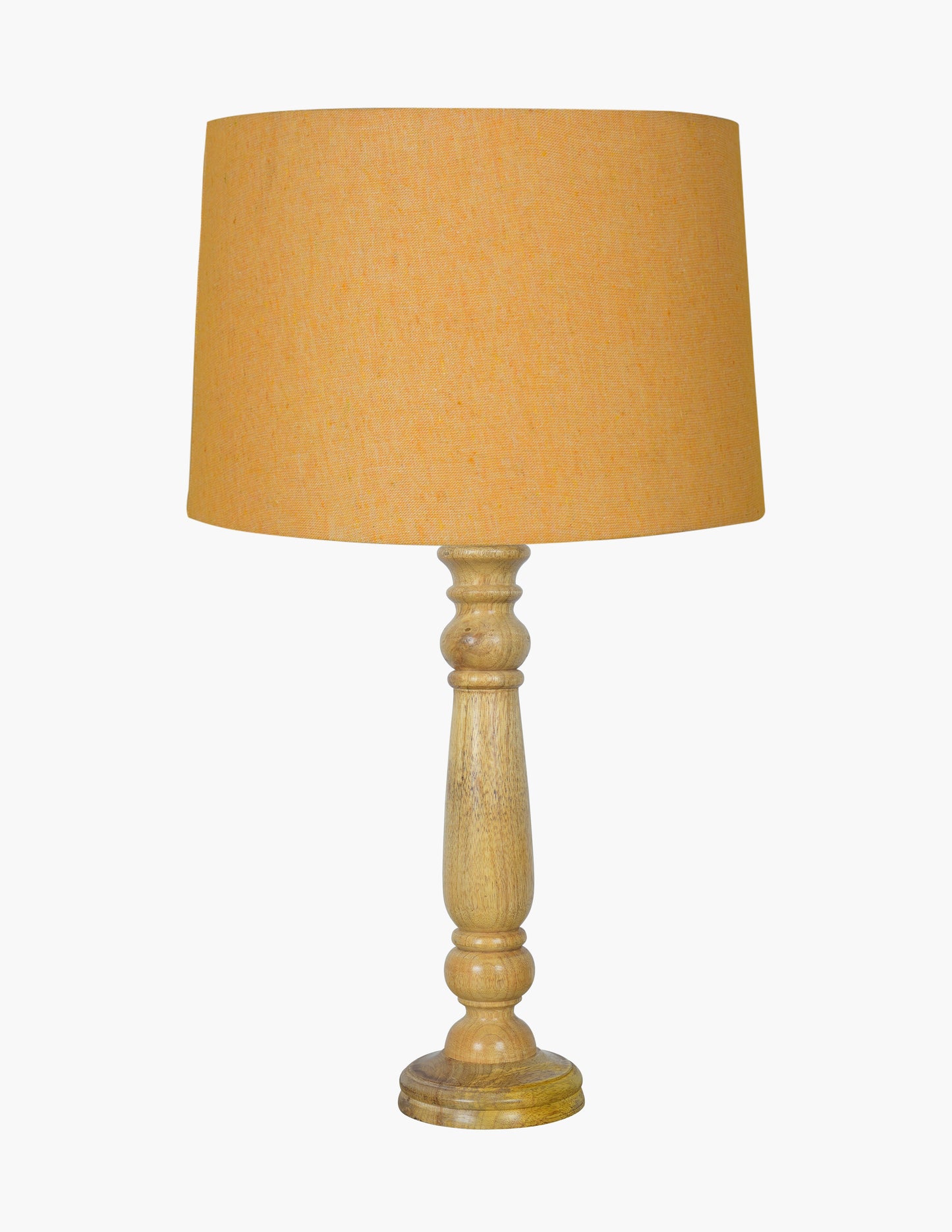 Mable Rustic Wood Table Lamp, Industrial Bedside Living Room Light, Khadi Drum Shade