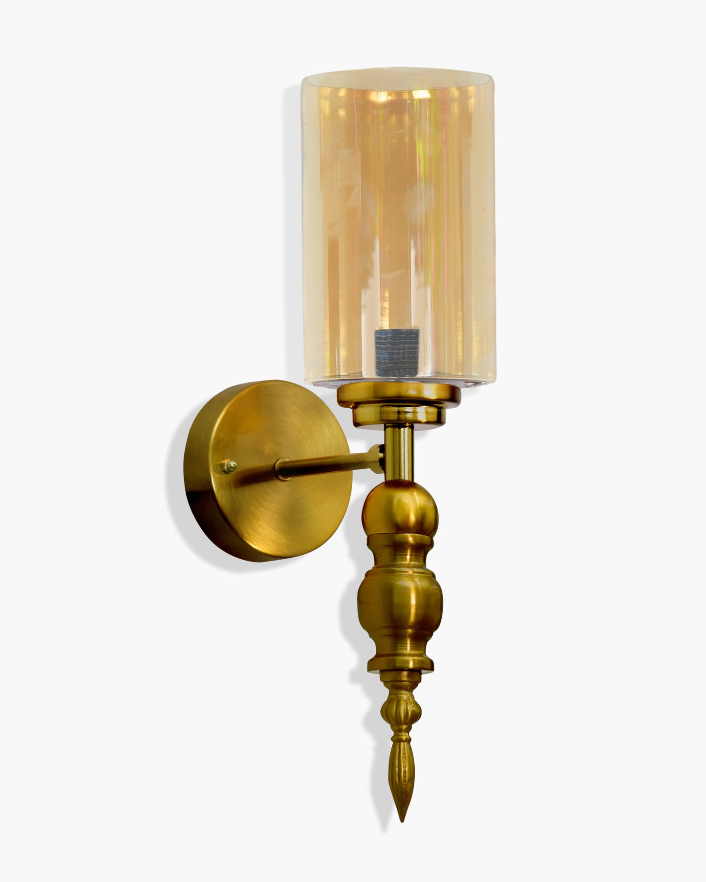 Mid-Century Modern Metal and Glass Wall Light, Brushed Gold, Lamp Fixture for Bedroom Vanity Bathroom Hotel,  Spherical Torch, Bubble Glass