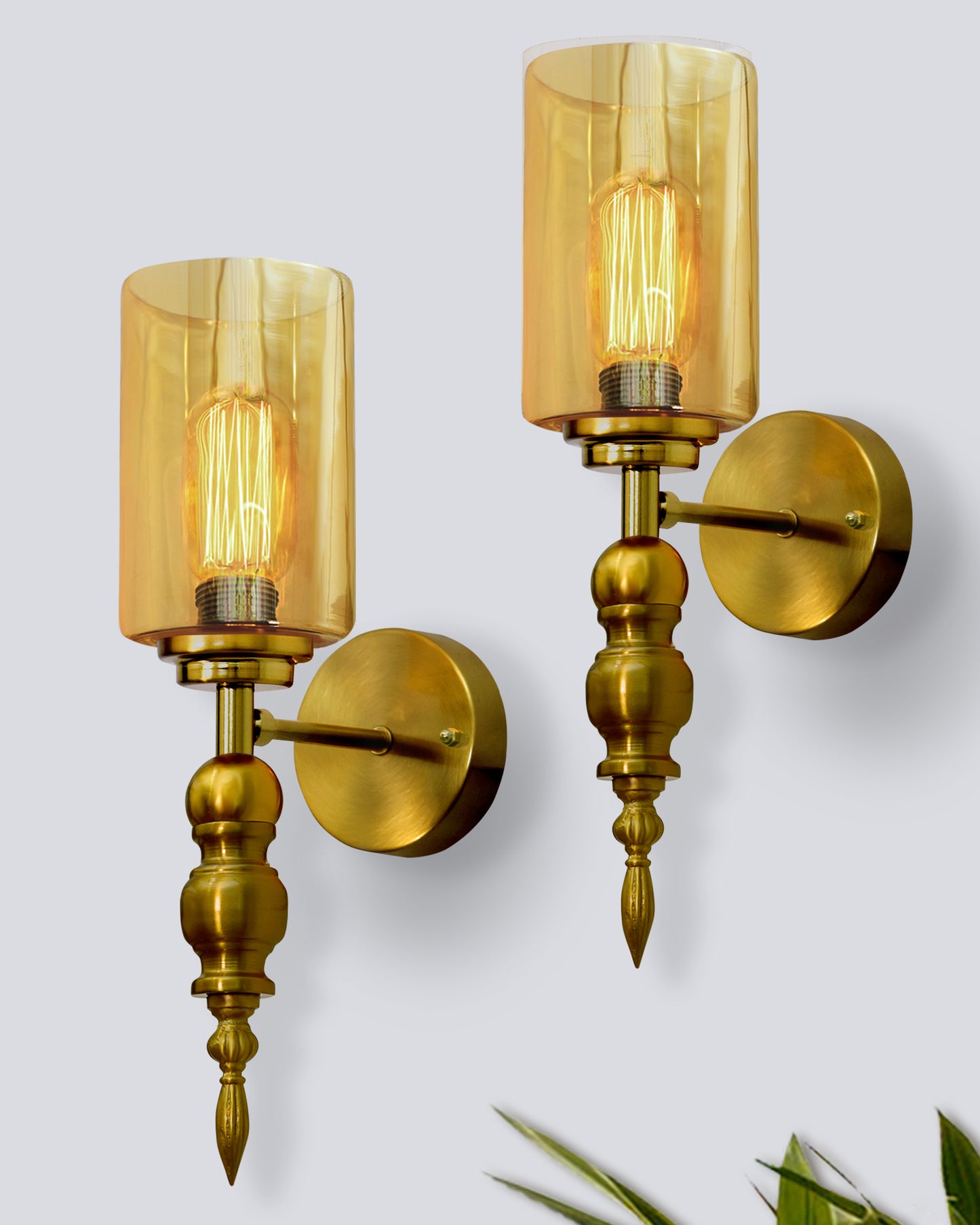 Mid-Century Modern Metal and Glass Wall Light, Brushed Gold, Lamp Fixture for Bedroom Vanity Bathroom Hotel,  Spherical Torch, Bubble Glass