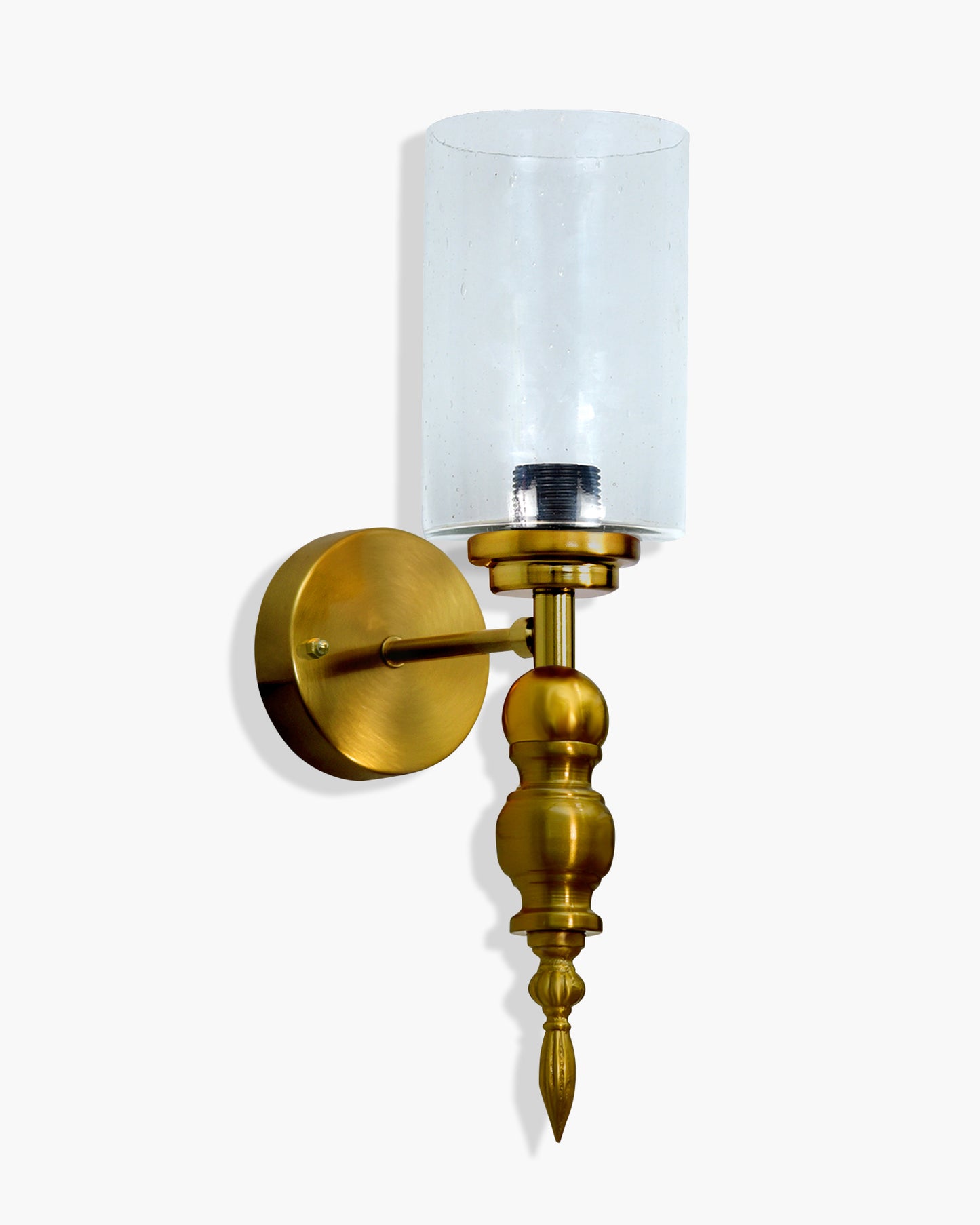 Mid-Century Modern Metal and Glass Wall Light, Brushed Gold, Lamp Fixture for Bedroom Vanity Bathroom Hotel,  Spherical Torch, Bubble Glass