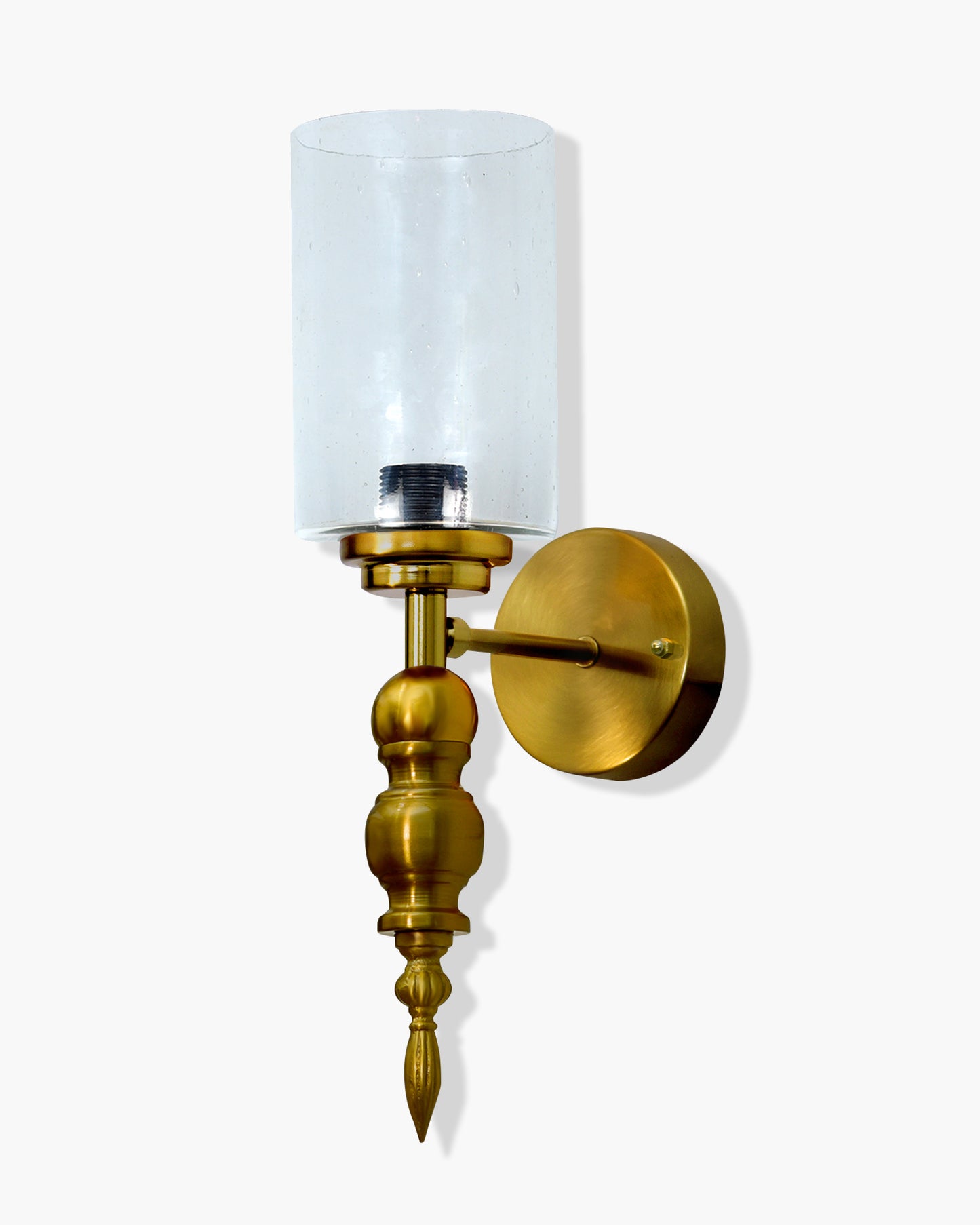 Mid-Century Modern Metal and Glass Wall Light, Brushed Gold, Lamp Fixture for Bedroom Vanity Bathroom Hotel,  Spherical Torch, Bubble Glass