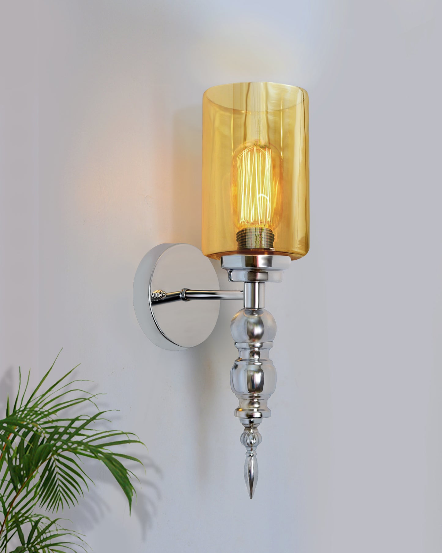 Mid-Century Modern Metal and Glass Wall Light, Brushed Gold, Lamp Fixture for Bedroom Vanity Bathroom Hotel,  Spherical Torch, Bubble Glass