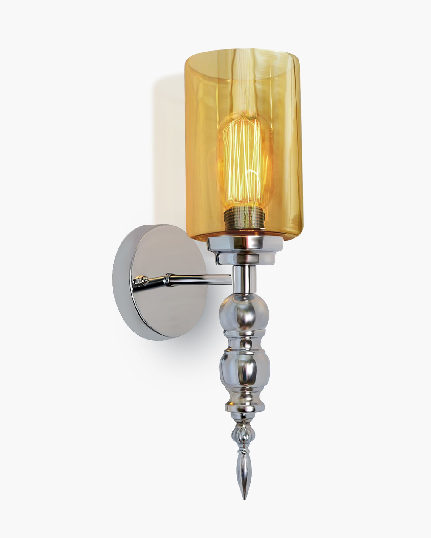 Mid-Century Modern Metal and Glass Wall Light, Brushed Gold, Lamp Fixture for Bedroom Vanity Bathroom Hotel,  Spherical Torch, Bubble Glass