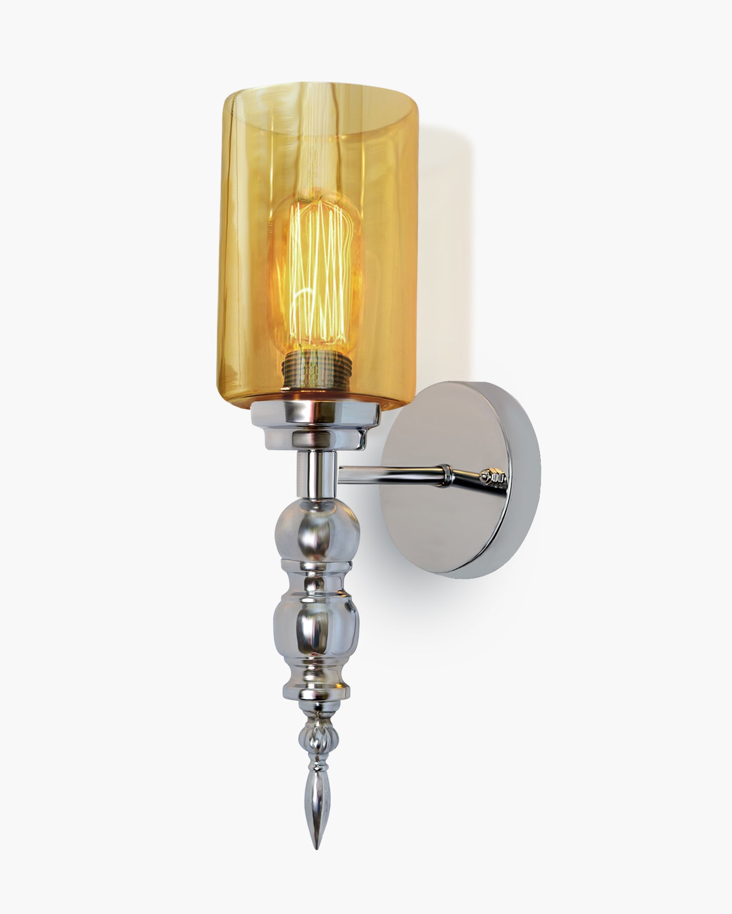 Mid-Century Modern Metal and Glass Wall Light, Brushed Gold, Lamp Fixture for Bedroom Vanity Bathroom Hotel,  Spherical Torch, Bubble Glass