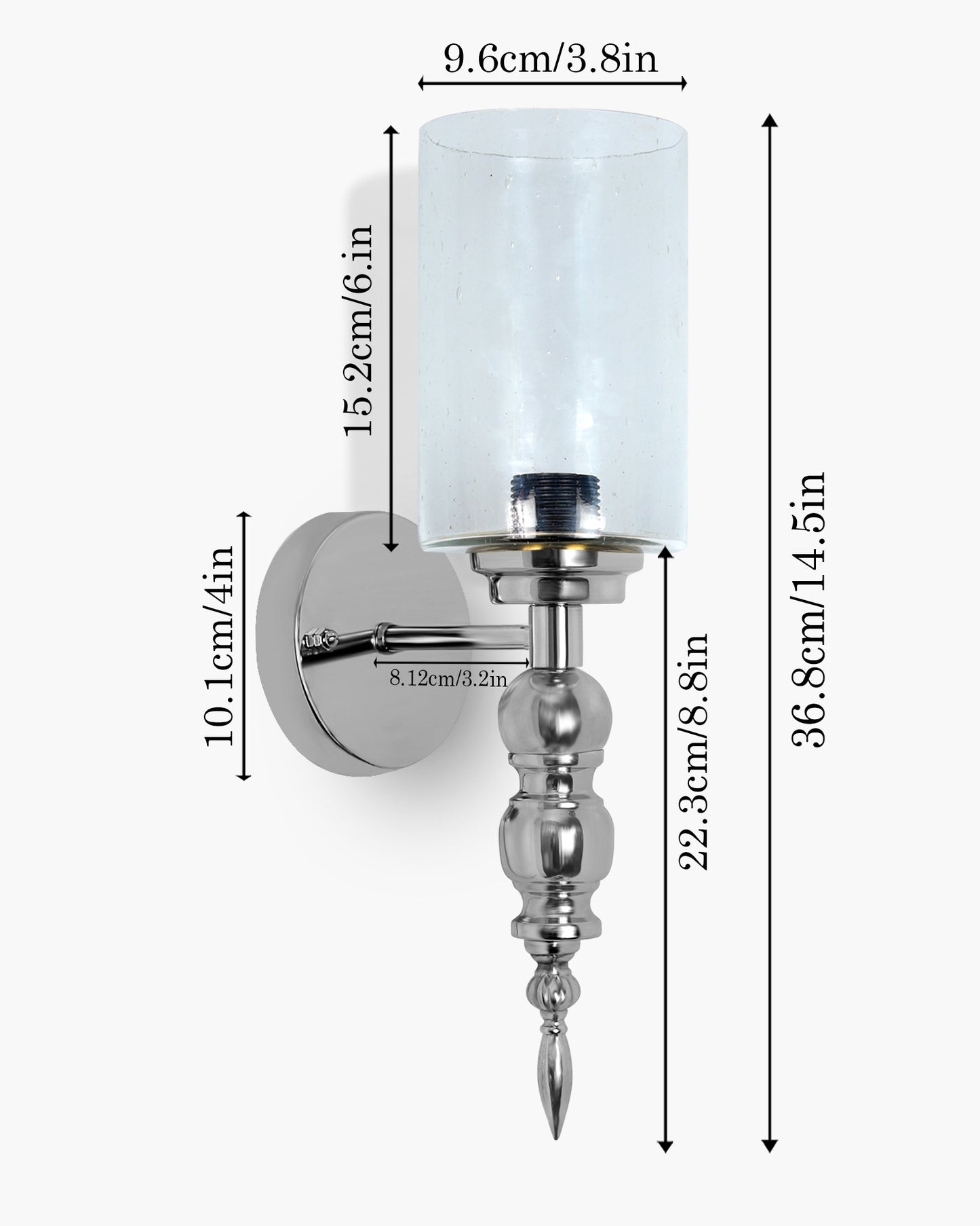 Mid-Century Modern Metal and Glass Wall Light, Brushed Gold, Lamp Fixture for Bedroom Vanity Bathroom Hotel,  Spherical Torch, Bubble Glass