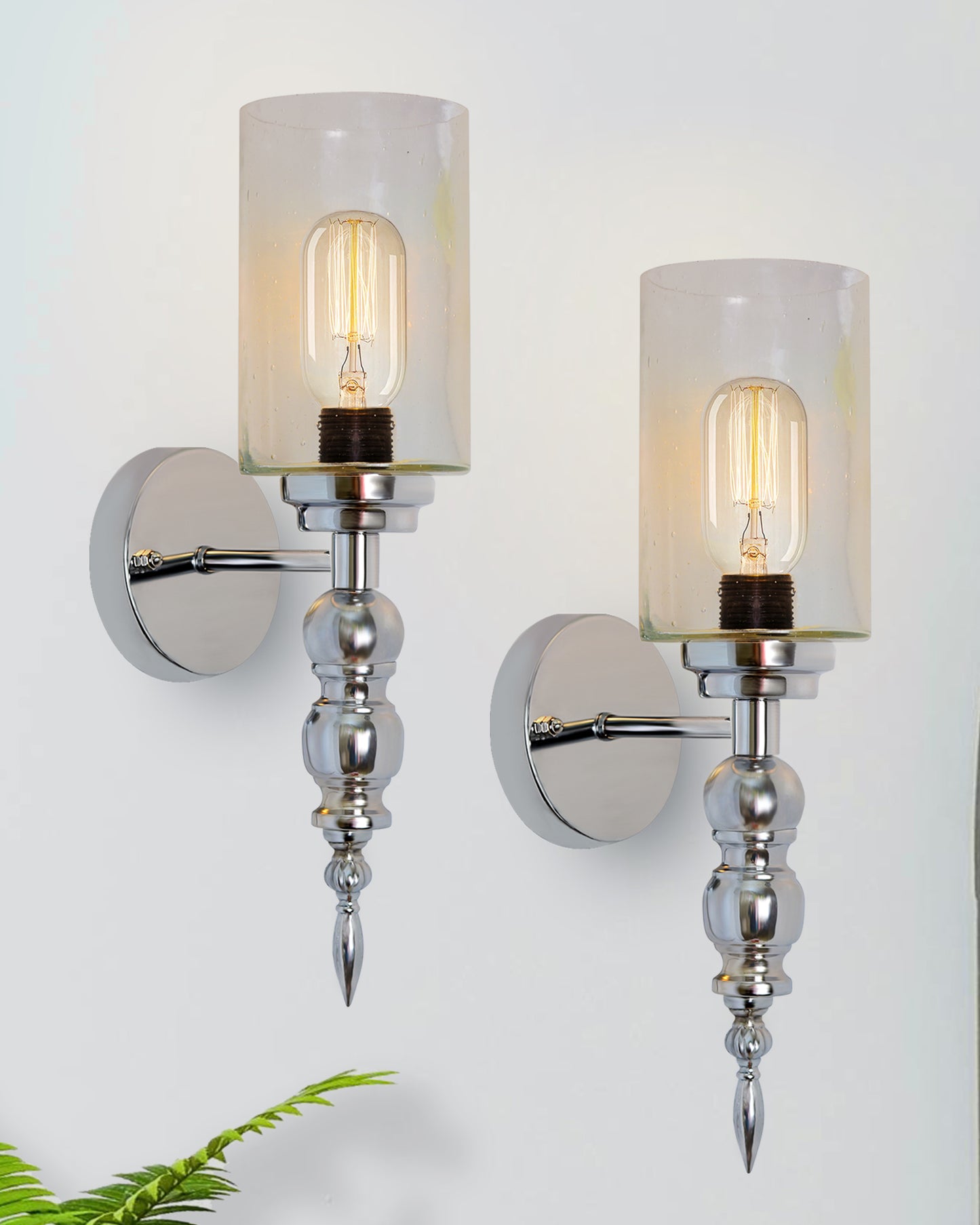 Mid-Century Modern Metal and Glass Wall Light, Brushed Gold, Lamp Fixture for Bedroom Vanity Bathroom Hotel,  Spherical Torch, Bubble Glass