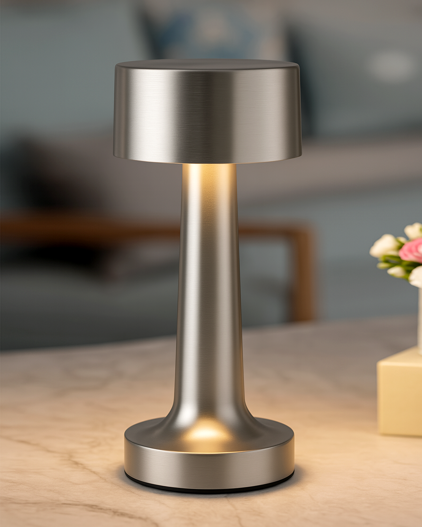 Table Lamp Portable Lamps for Bedroom, Night Lamp, Table Lamp for Bedroom & Living Room, Bedside Lamp, Dimming, 3 Colour Touch Control, Wireless Charging, Metal Dumbbell, Gold