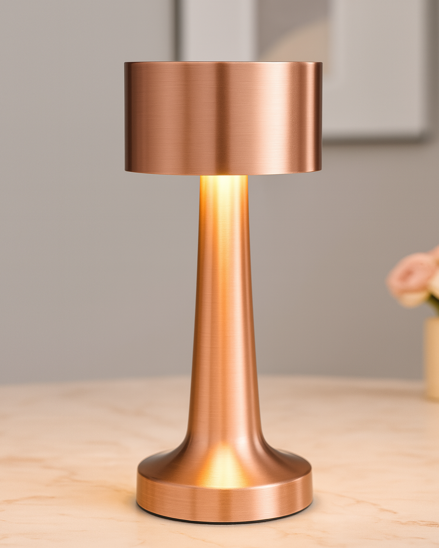 Table Lamp Portable Lamps for Bedroom, Night Lamp, Table Lamp for Bedroom & Living Room, Bedside Lamp, Dimming, 3 Colour Touch Control, Wireless Charging, Metal Dumbbell, Gold