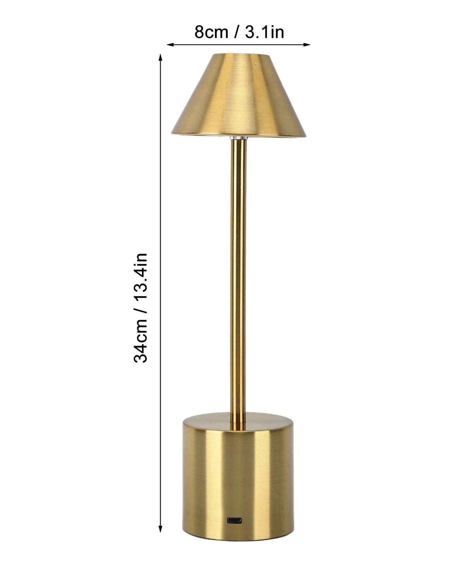 Table Lamp Portable Lamps for Bedroom, Night Lamp, Table Lamp for Bedroom & Living Room, Bedside Lamp, Dimming, 3 Colour Touch Control, Wireless Charging, Metal Cone, Gold