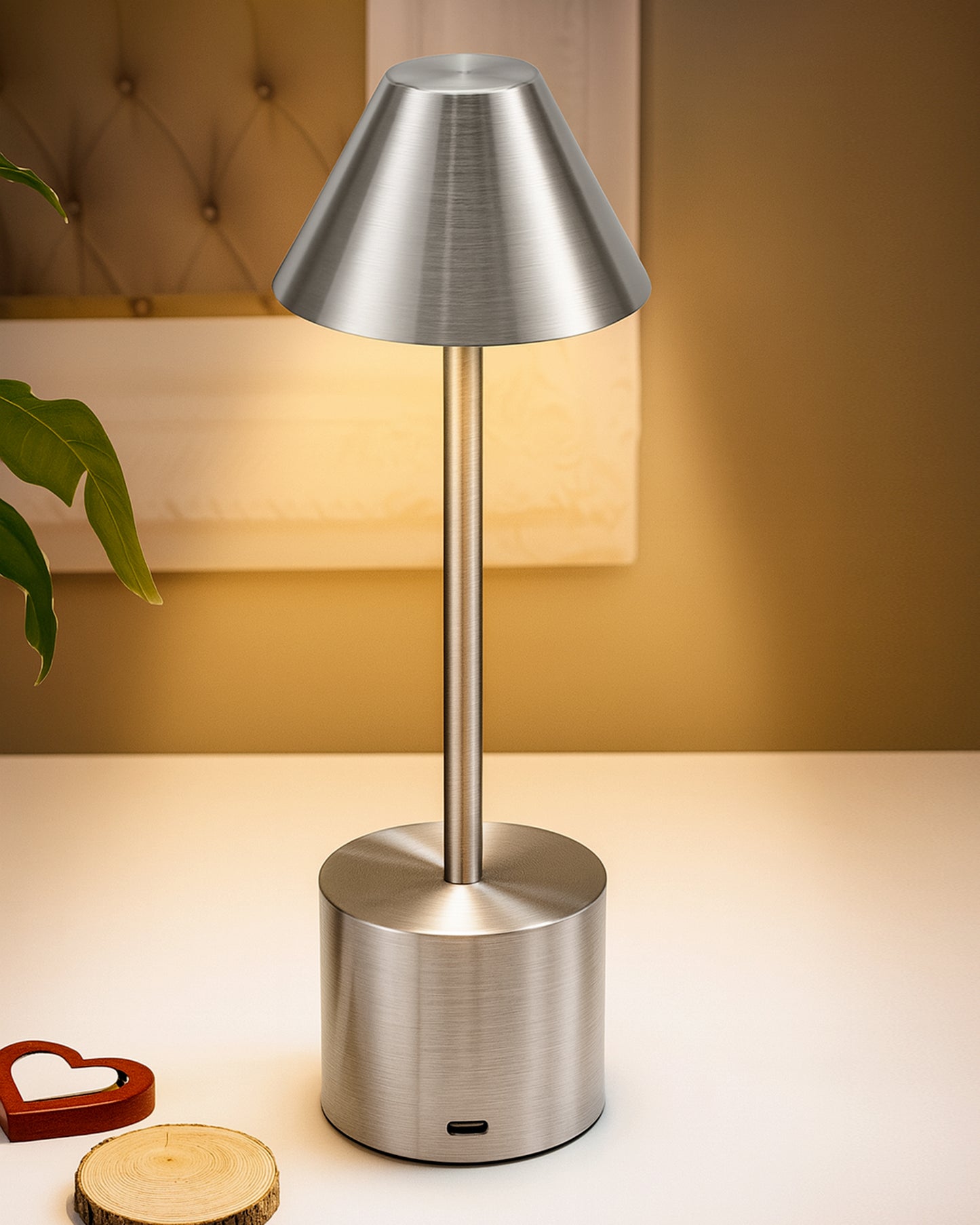 Table Lamp Portable Lamps for Bedroom, Night Lamp, Table Lamp for Bedroom & Living Room, Bedside Lamp, Dimming, 3 Colour Touch Control, Wireless Charging, Metal Cone, Gold