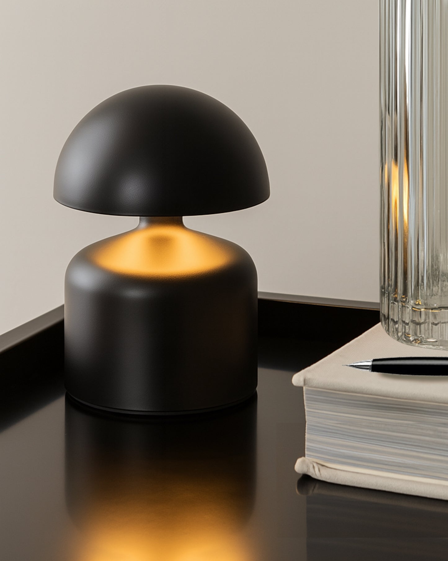 Table Lamp Portable Lamps for Bedroom, Night Lamp, Table Lamp for Bedroom & Living Room, Bedside Lamp, Dimming, 3 Colour Touch Control, Wireless Charging, Metal Mushroom, Gold