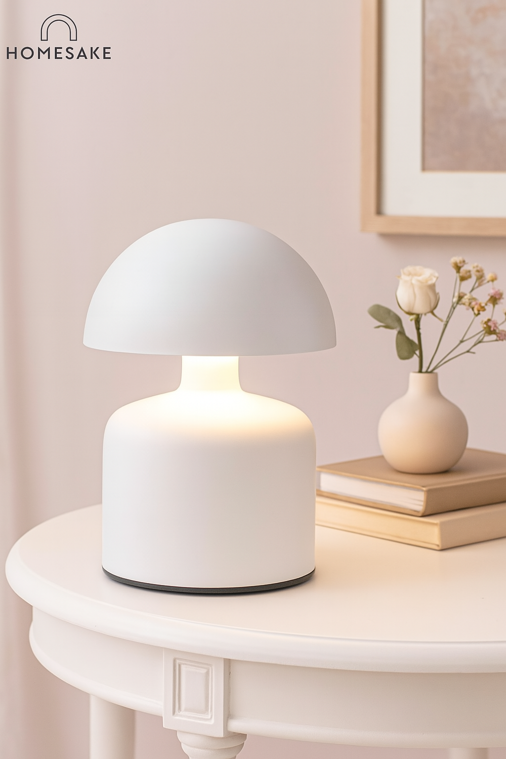 Table Lamp Portable Lamps for Bedroom, Night Lamp, Table Lamp for Bedroom & Living Room, Bedside Lamp, Dimming, 3 Colour Touch Control, Wireless Charging, Metal Mushroom, Gold