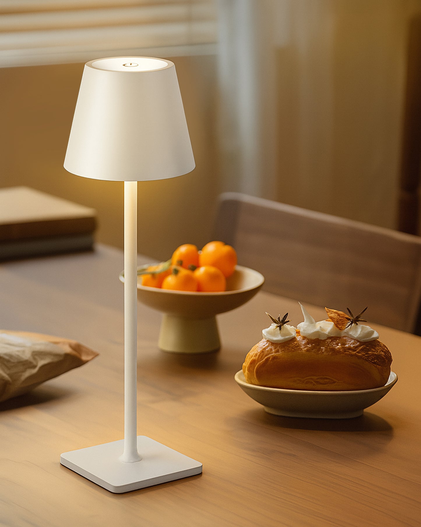 Rechargeable Table Lamps,Cordless Lamp Wireless Charging, Portable Indoor/Outdoor Table Lamp for Patio Restaurant Home Dinner Dining Kitchen,Waterproof & Wireless, Black Frustum