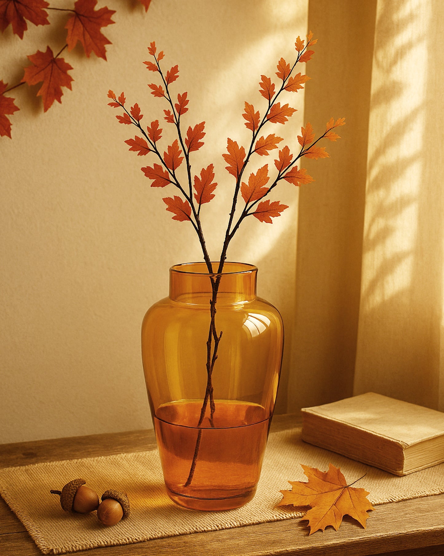 Pitcher Flower Vase for Flower Plants Glass Vase Pot for Living Room Home Decor Dining Table Decoration Water Plants Bedroom Hall Aesthetic House Warming Gift, Classic Urn, Amber Gold