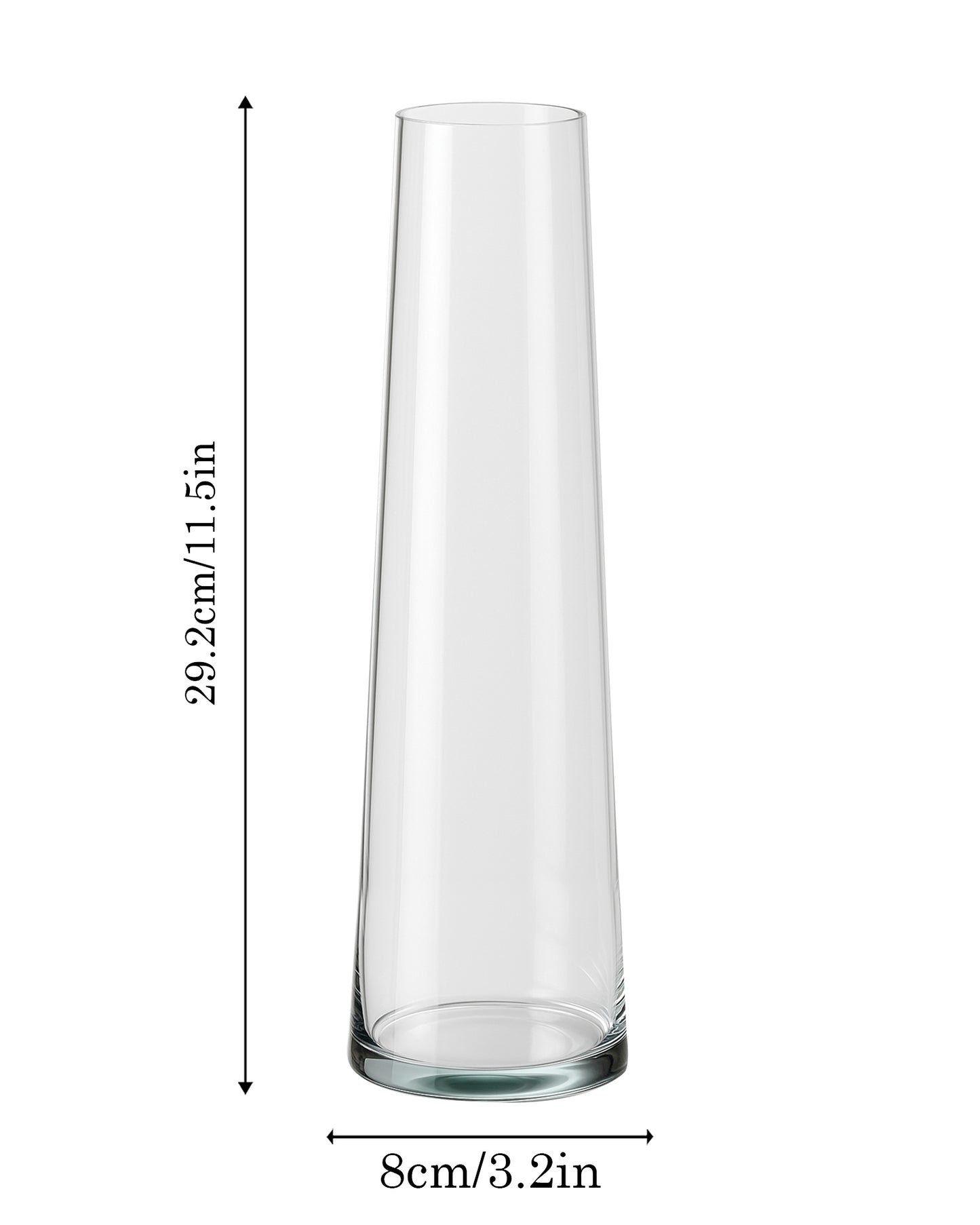 Glass Vase for Plants Flowers (Transparent, 29 cm X 8 cm) - Living Room Glass Vase Pot for Water Plants Home Décor Dining Table Decoration Bedroom Hall Aesthetic House Warming Gift, Stem Vase