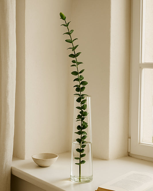 Glass Vase for Plants Flowers (Transparent, 29 cm X 8 cm) - Living Room Glass Vase Pot for Water Plants Home Décor Dining Table Decoration Bedroom Hall Aesthetic House Warming Gift, Stem Vase