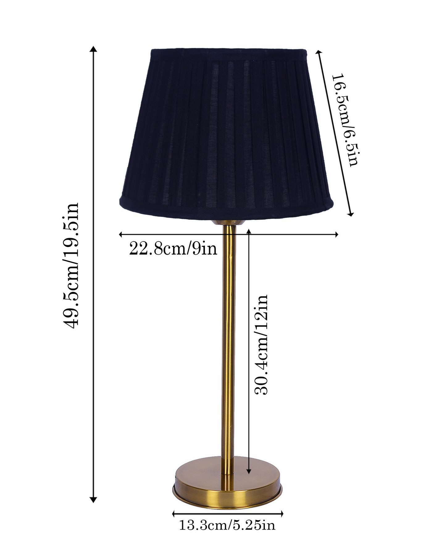 Gold Table Lamp for Living Room & Bedroom | Modern Metal Bedside Lamp | Elegant Nightstand Light for Home Décor | Stylish Study & Office Desk Lamp, Black Frill Drum