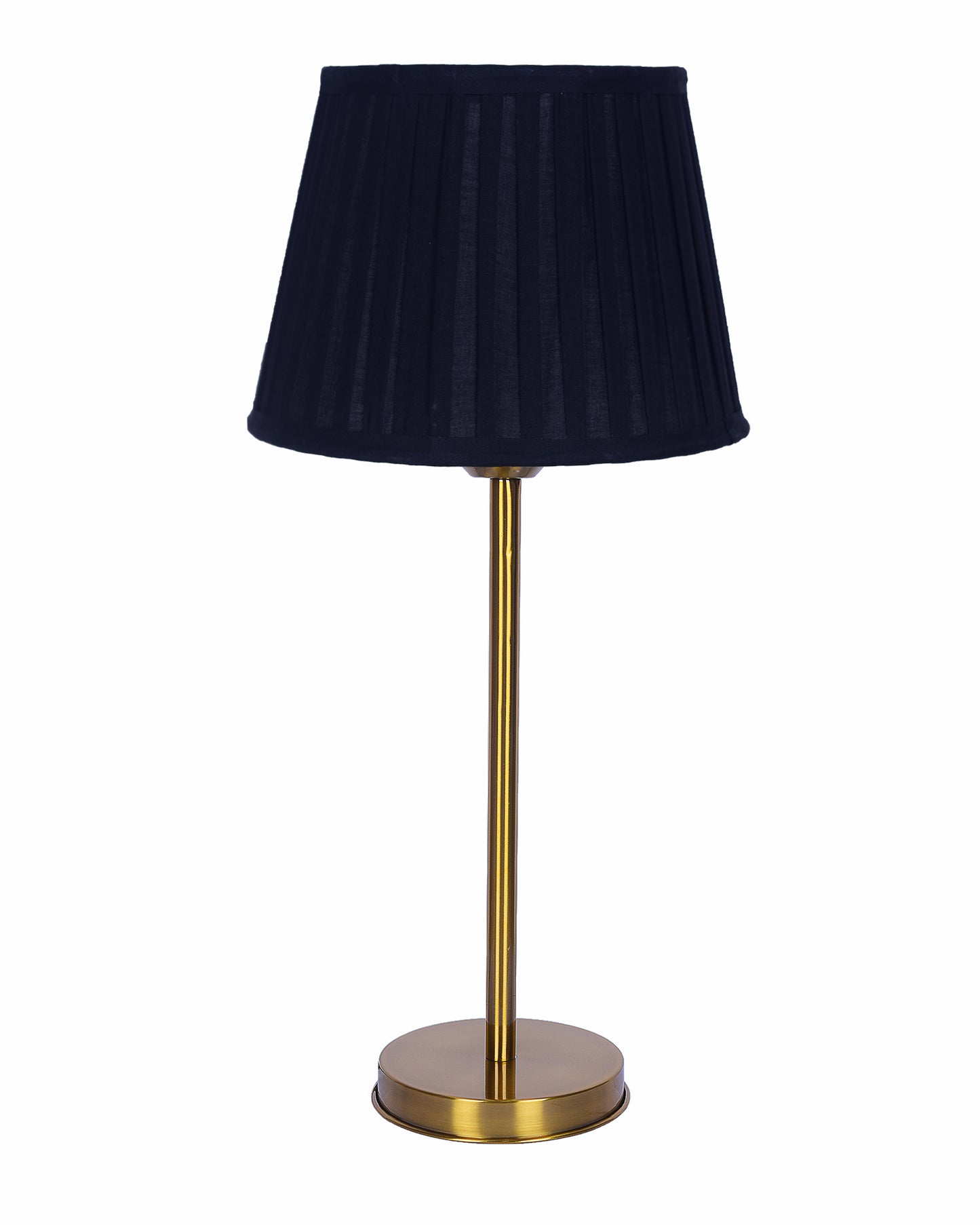 Gold Table Lamp for Living Room & Bedroom | Modern Metal Bedside Lamp | Elegant Nightstand Light for Home Décor | Stylish Study & Office Desk Lamp, Black Frill Drum