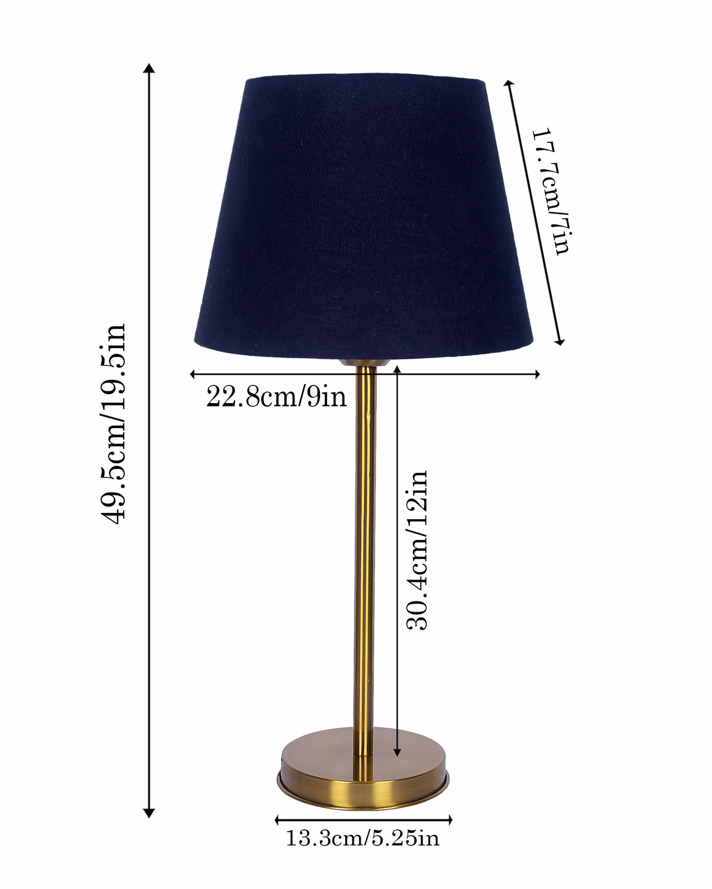 Gold Table Lamp for Living Room & Bedroom | Modern Metal Bedside Lamp | Elegant Nightstand Light for Home Décor | Stylish Study & Office Desk Lamp, Black Taper Drum