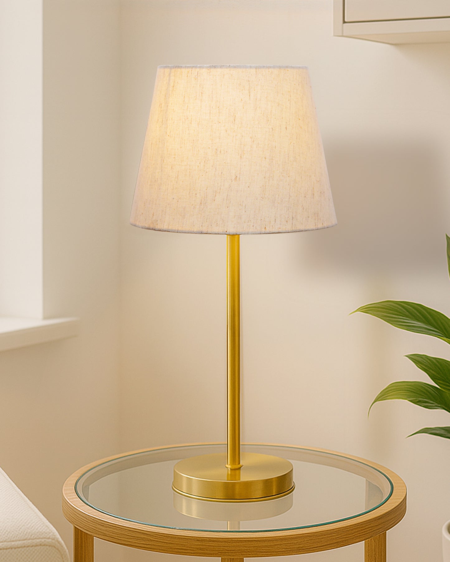 Gold Table Lamp for Living Room & Bedroom | Modern Metal Bedside Lamp | Elegant Nightstand Light for Home Décor | Stylish Study & Office Desk Lamp, Black Taper Drum