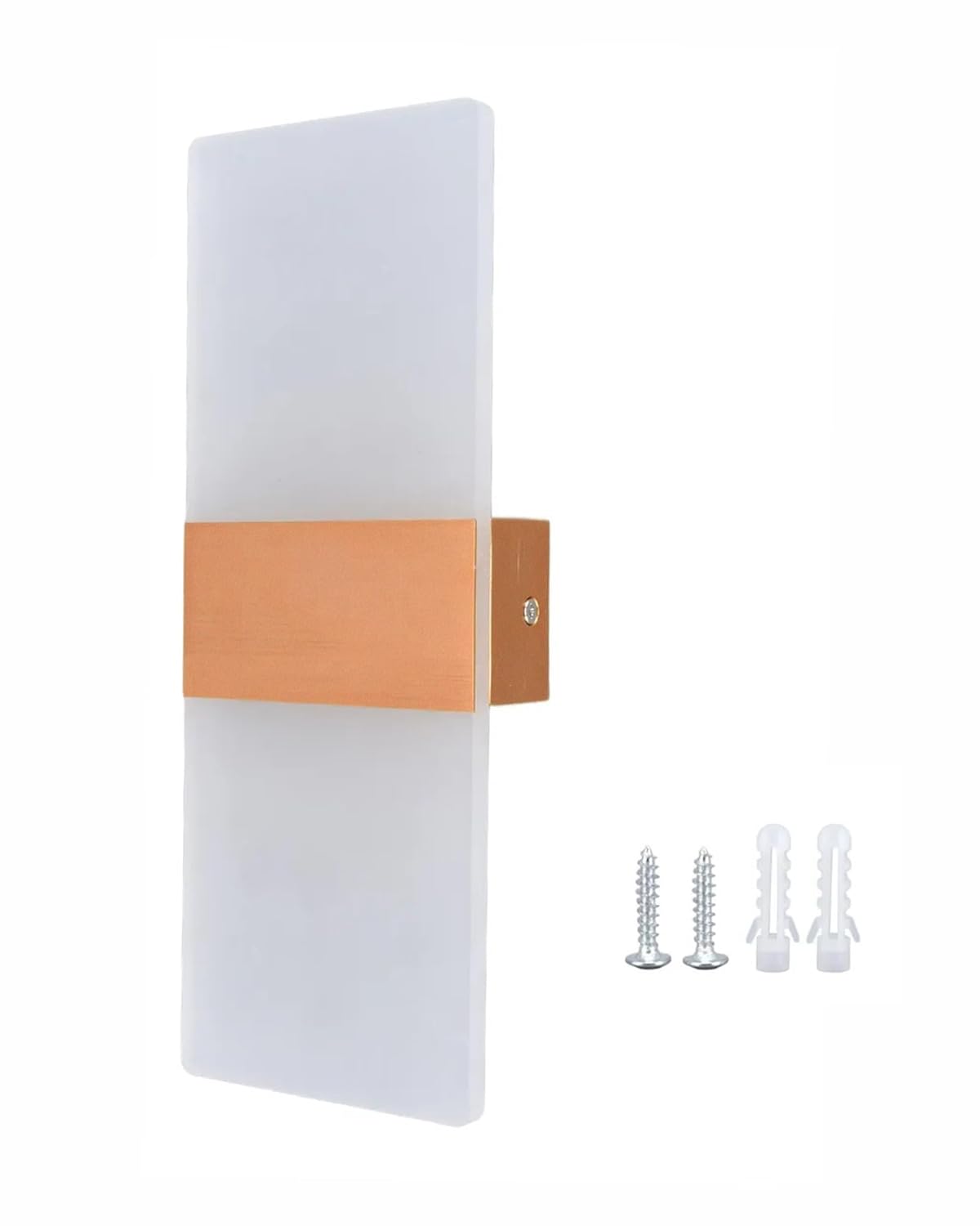 Modern LED Acrylic Wall Light for Living Room | Frosted Panel Sconce Vertical Panel Wall Mounted – Warm White, Indoor Decorative Lighting, Rectangle, Rose Gold
