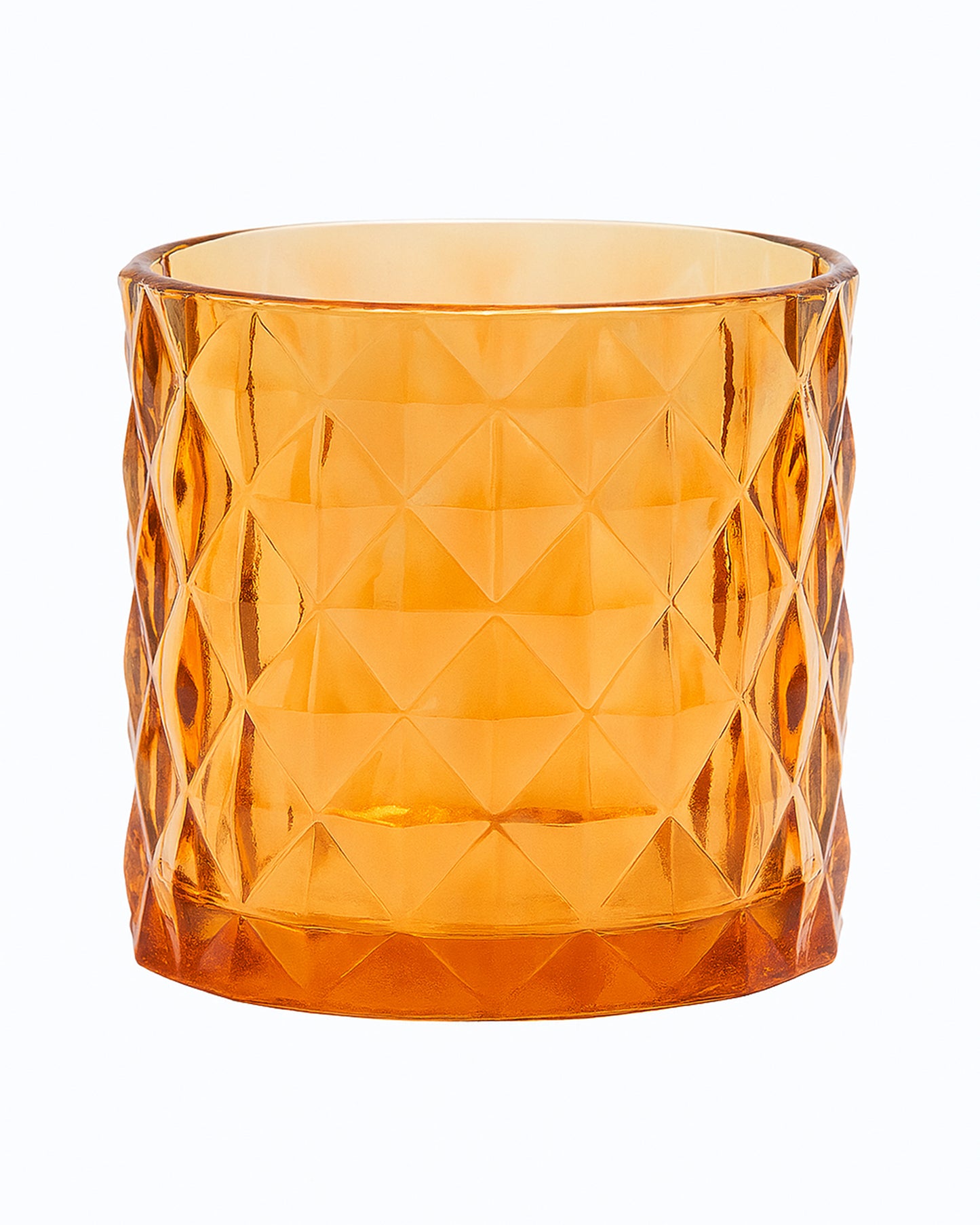 Acrylic Tealight Candle Holder – Diamond Cut Votive for Home Decoration, Diwali, Wedding & Festive Lighting – Decorative Table Centerpiece, Amber, set of 2
