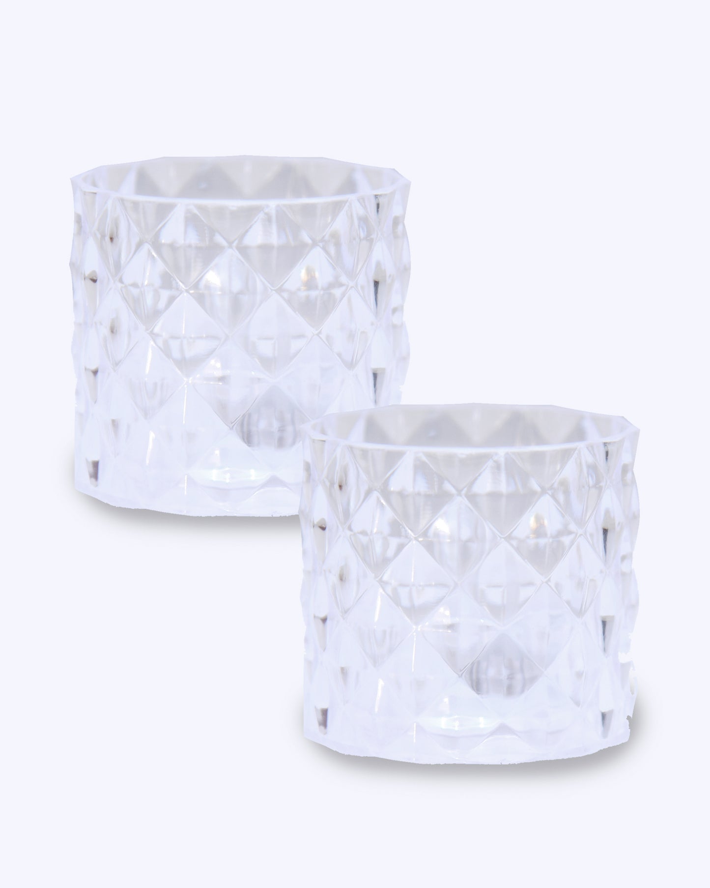 Acrylic Tealight Candle Holder – Diamond Cut Votive for Home Decoration, Diwali, Wedding & Festive Lighting – Decorative Table Centerpiece, Amber, set of 2