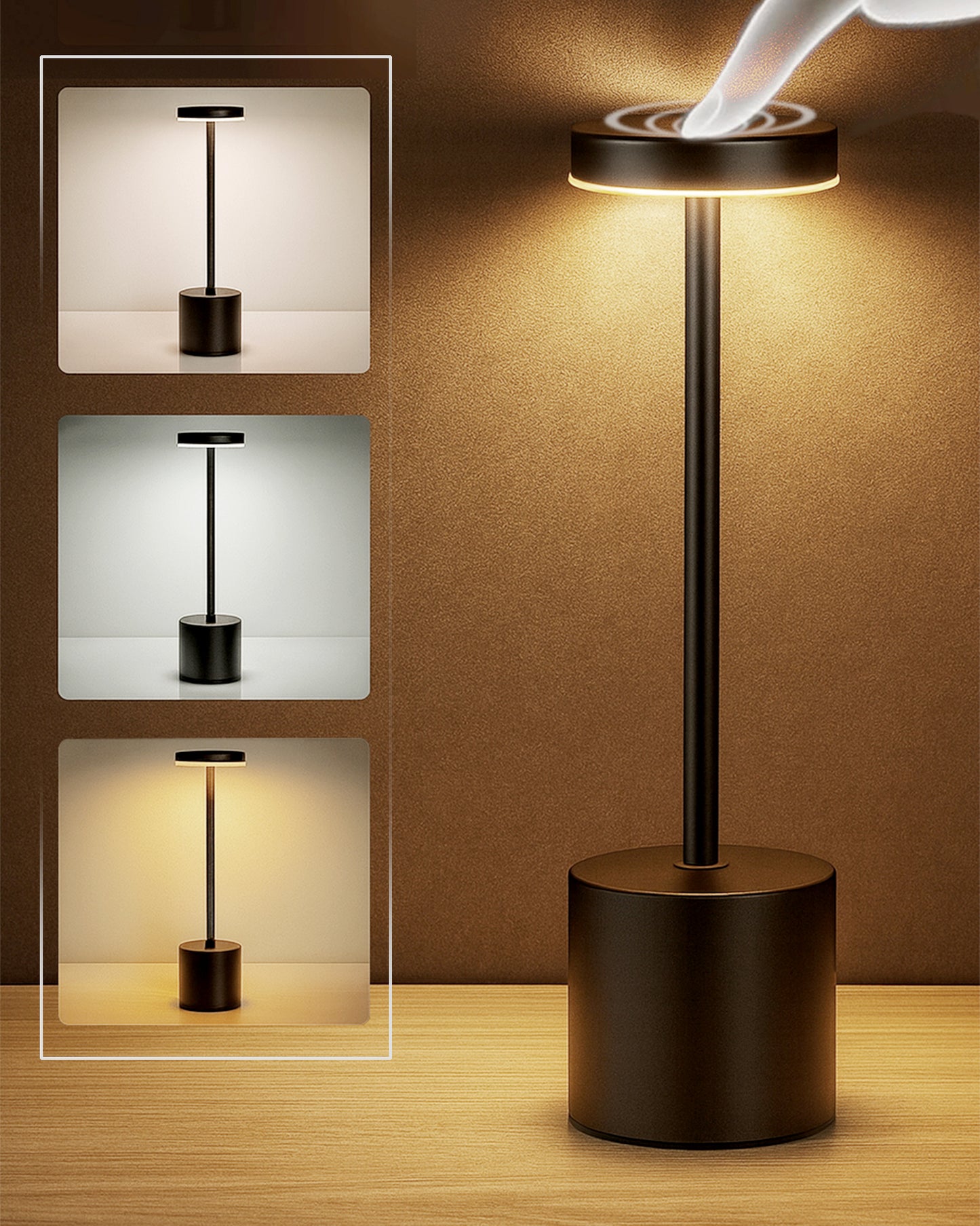 Table Lamps Rechargeable Set of 1, Portable LED Desk Lamp, Battery Powered Wireless Table Light, LED Cordless Desk Lamp, Wireless Portable Desk & Bedside Lamp for Home, Café & Restaurant