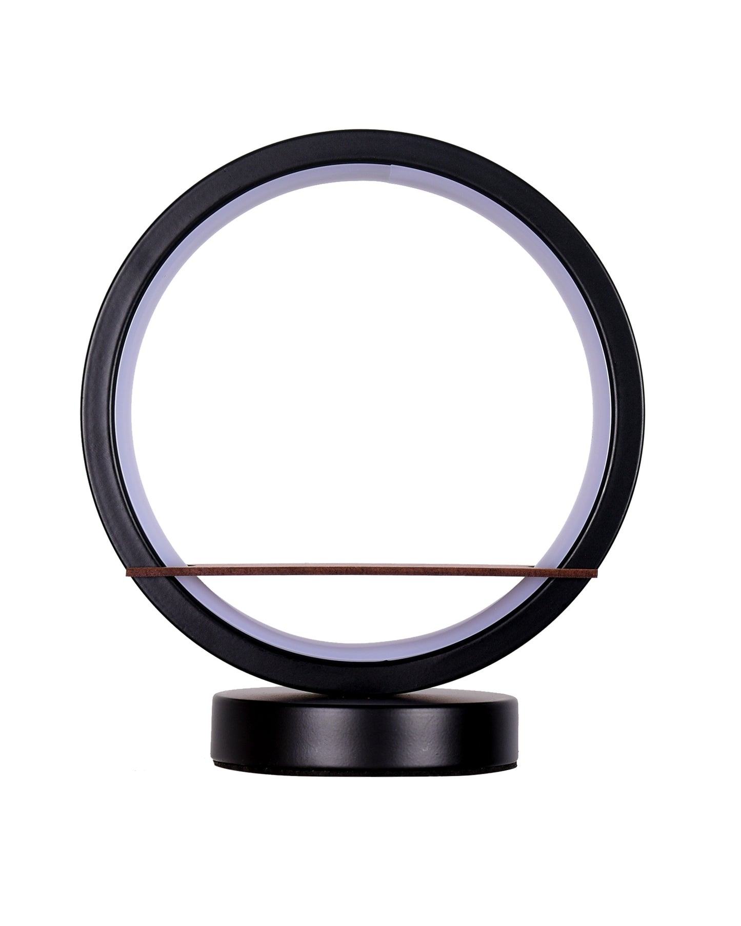 Homesake® Bal Ganapati Circular LED Table Lamp for Home Decor | Modern Ganesh Ji Night Lamp for Bedroom, Living Room & Office | Decorative LED Desk Lamp with Idol (Black, Pack of 1)
