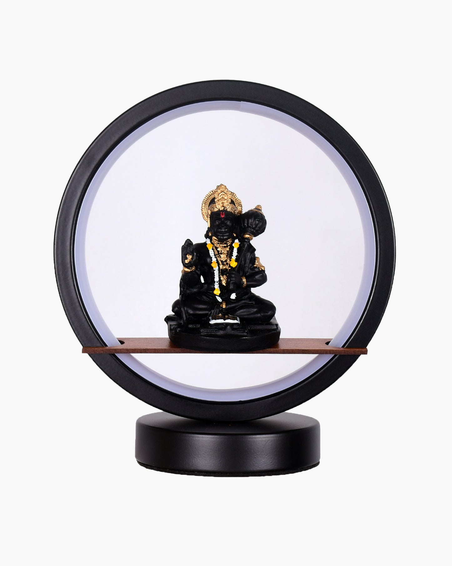 Homesake® Bal Ganapati Circular LED Table Lamp for Home Decor | Modern Ganesh Ji Night Lamp for Bedroom, Living Room & Office | Decorative LED Desk Lamp with Idol (Black, Pack of 1)