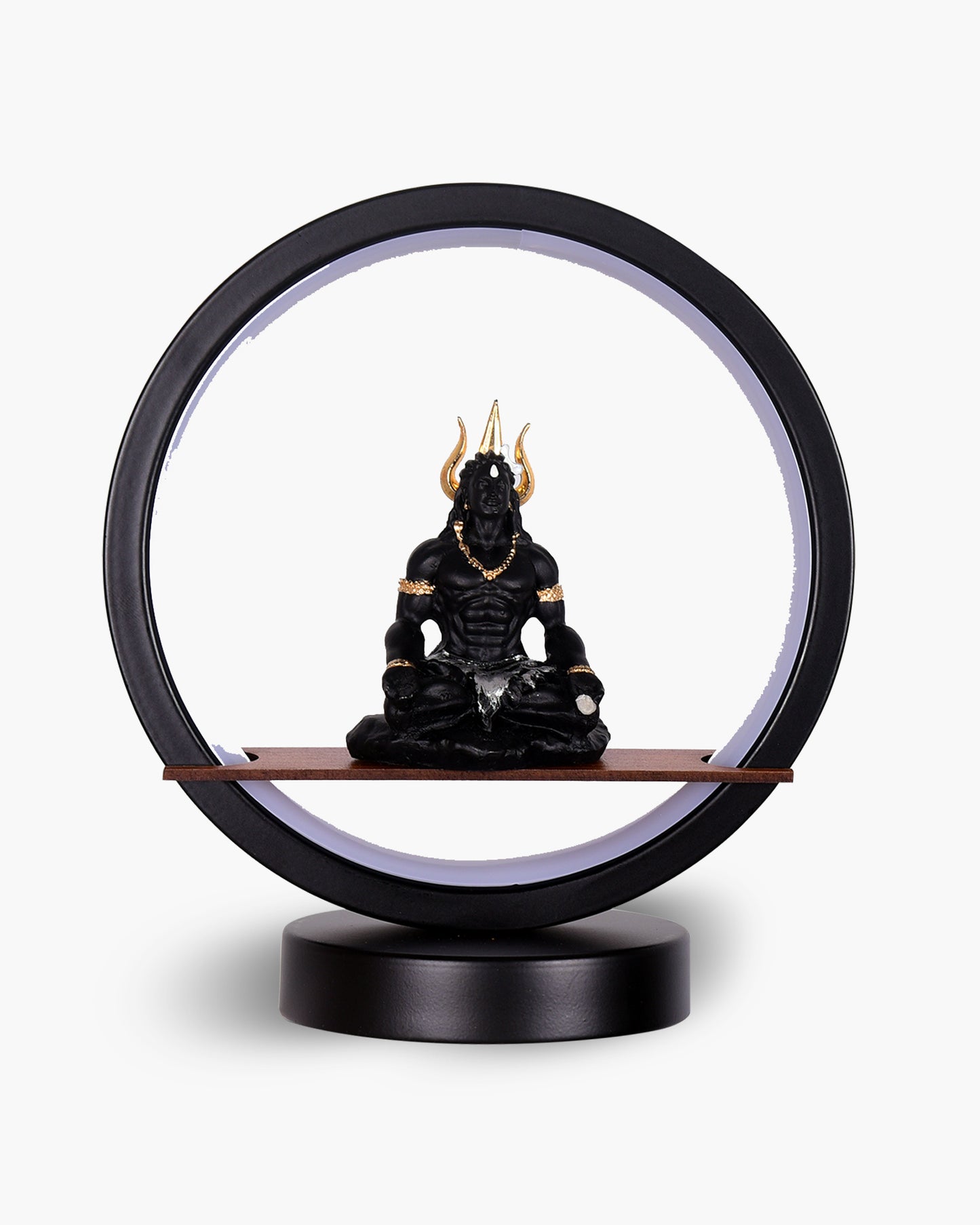 Homesake® Bal Ganapati Circular LED Table Lamp for Home Decor | Modern Ganesh Ji Night Lamp for Bedroom, Living Room & Office | Decorative LED Desk Lamp with Idol (Black, Pack of 1)