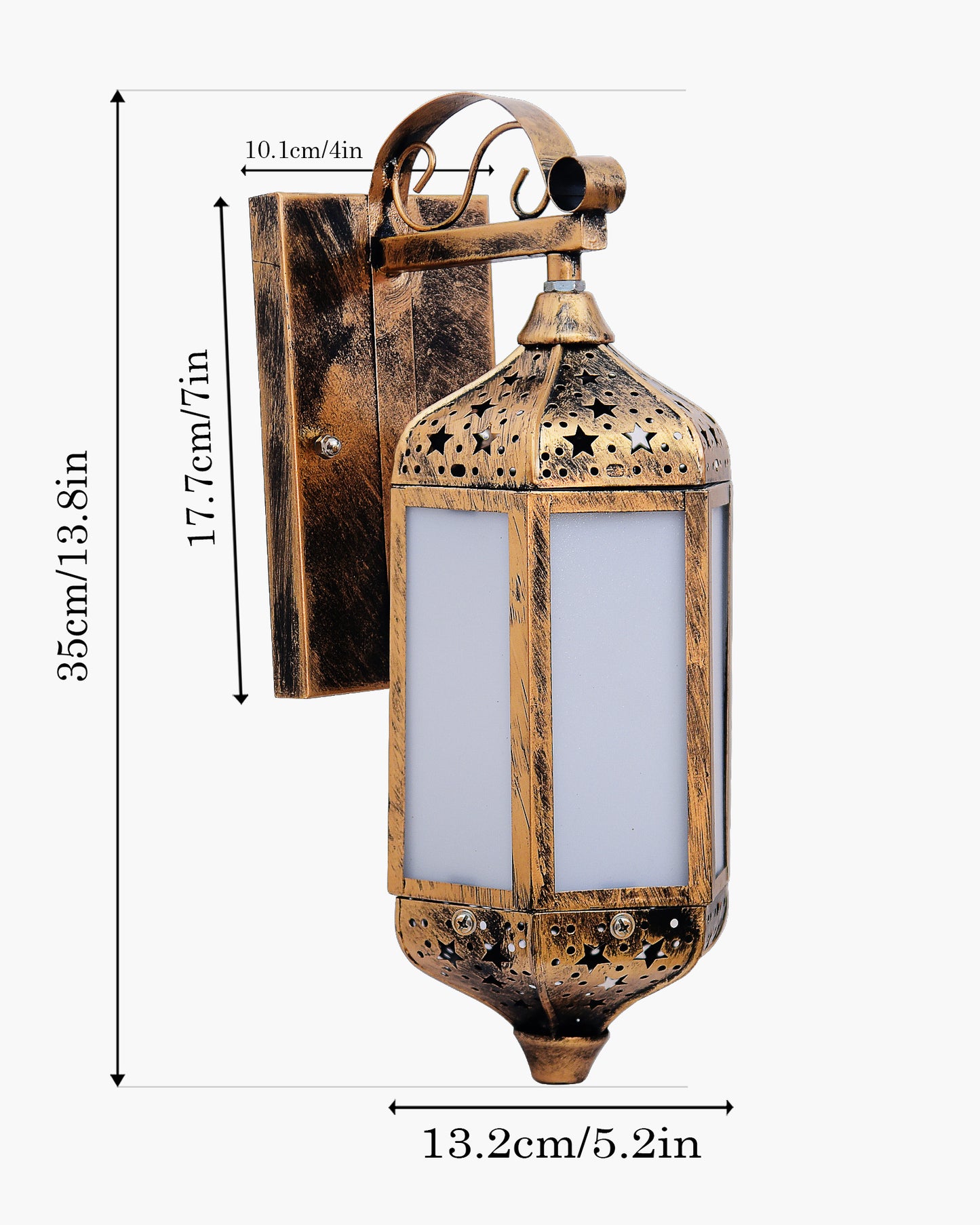 Turkish Moroccan Wall Sconce Lamp, Vintage Hand Carved Metal Wall Light with Acrylic Diffuser, 14Inch Height Wall Mounted Porch Light for Home,Villa, Kitchen, Restaurant