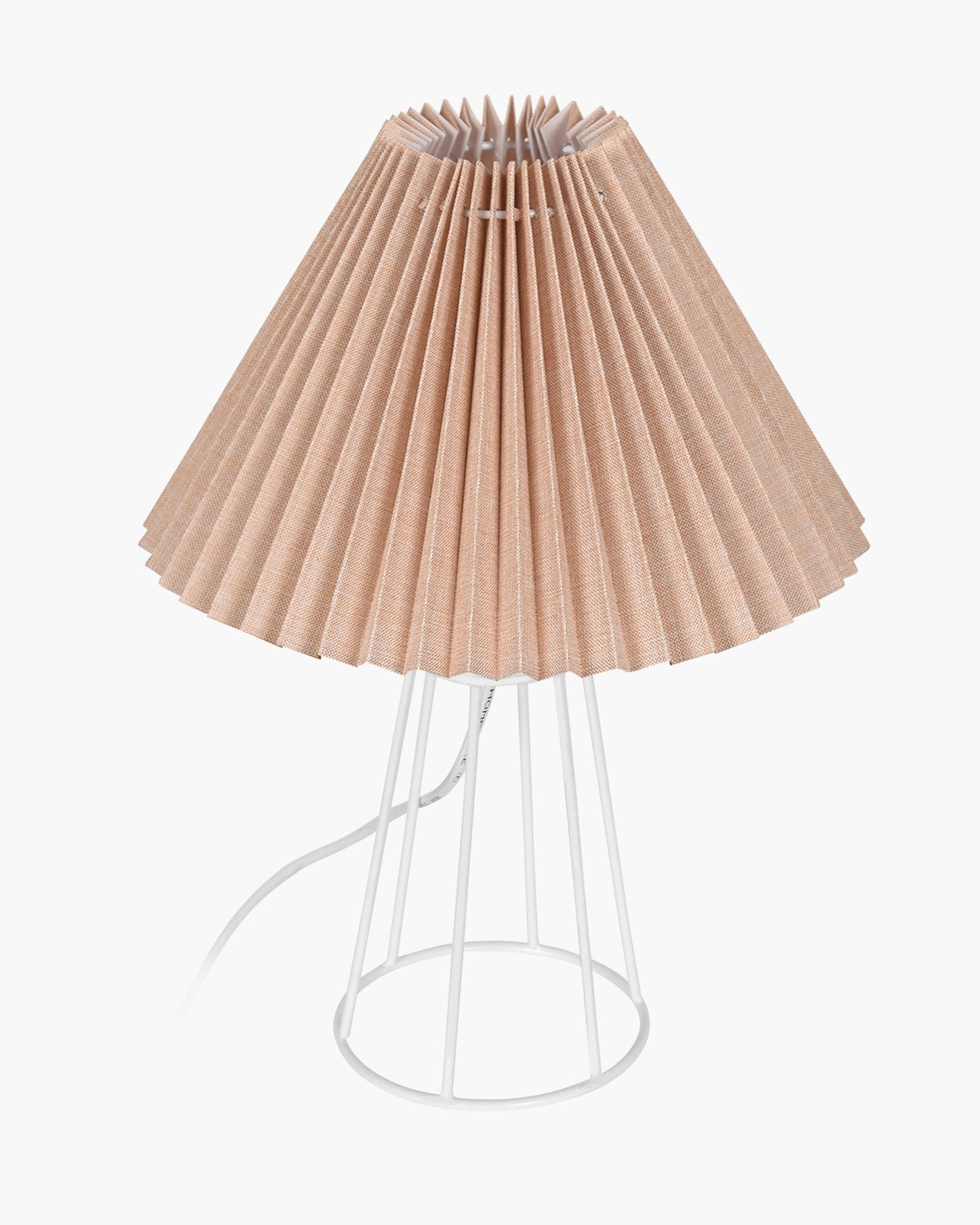 Korean Style Pleated Table Lamp with Wire Frame Base, Bedside Night Lamp for Bedroom & Living Room, Warm White Ambient Lighting, Black Taper, Pleated Grey
