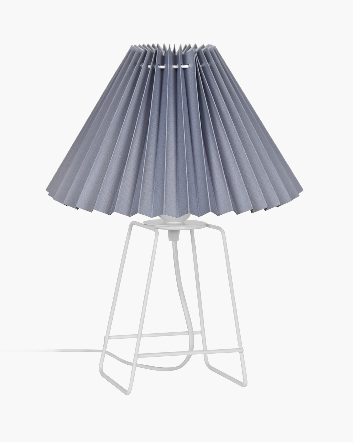 Korean Style Pleated Table Lamp with Wire Frame Base, Bedside Night Lamp for Bedroom & Living Room, Warm White Ambient Lighting, White Taper, Pleated off-white
