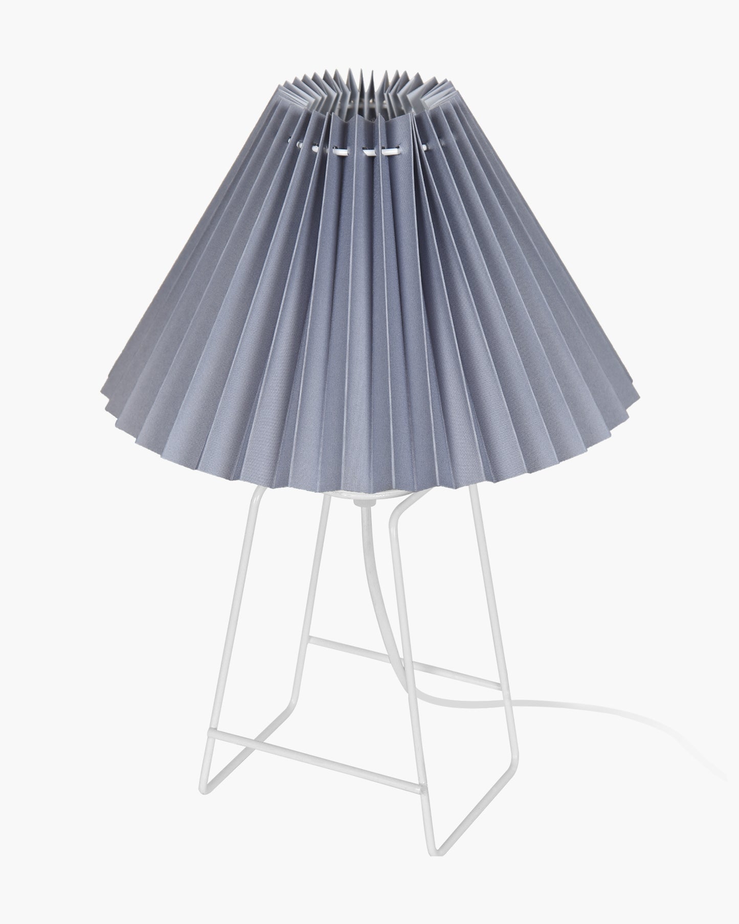 Korean Style Pleated Table Lamp with Wire Frame Base, Bedside Night Lamp for Bedroom & Living Room, Warm White Ambient Lighting, White Taper, Pleated off-white