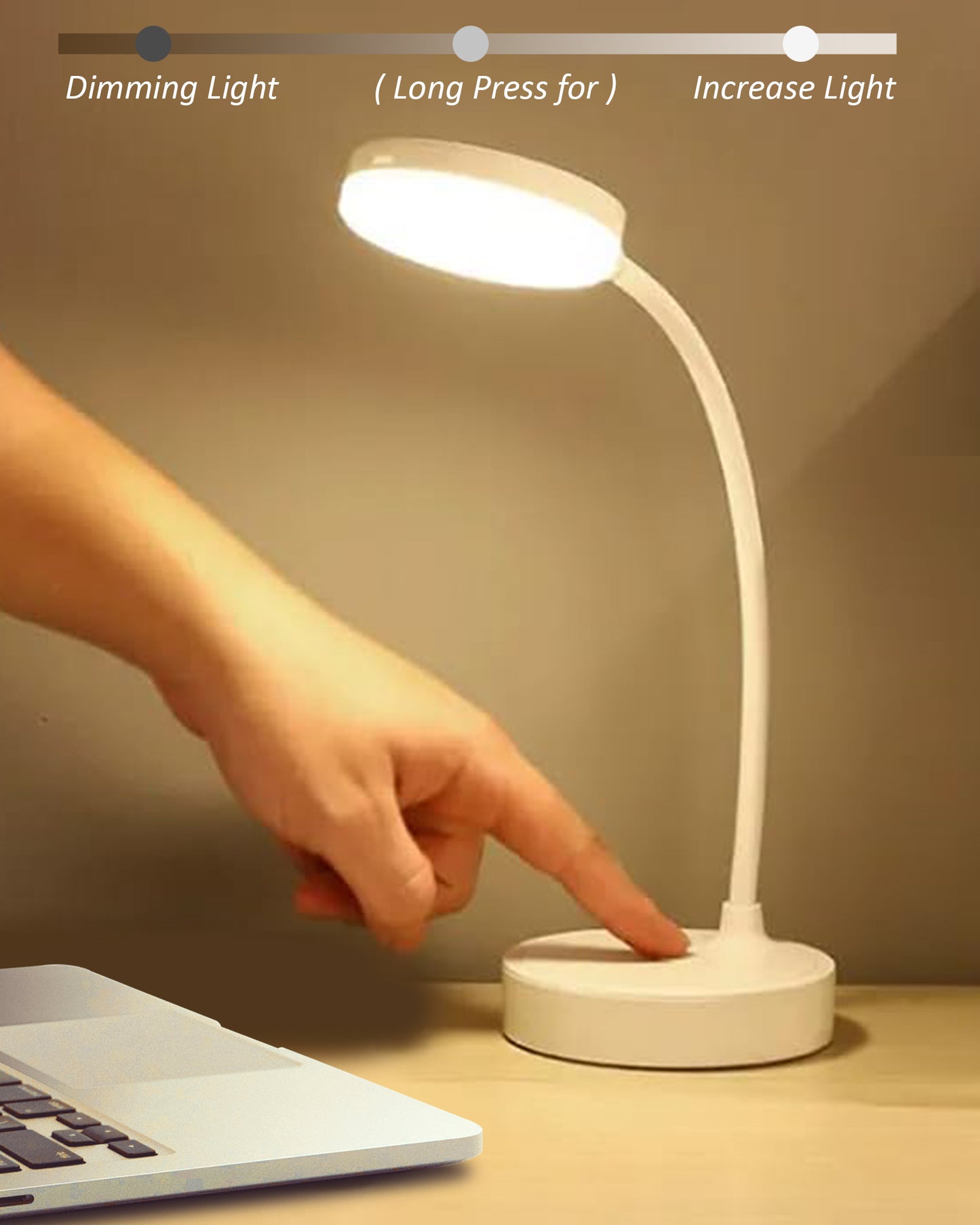 Desk Lamp Rechargeable Battery Operated 3 Level Brightness Study Table Lamp for Students, Study Lamp for Office Table, Night Light for Study Room | Reading Light with Mobile Stand, White