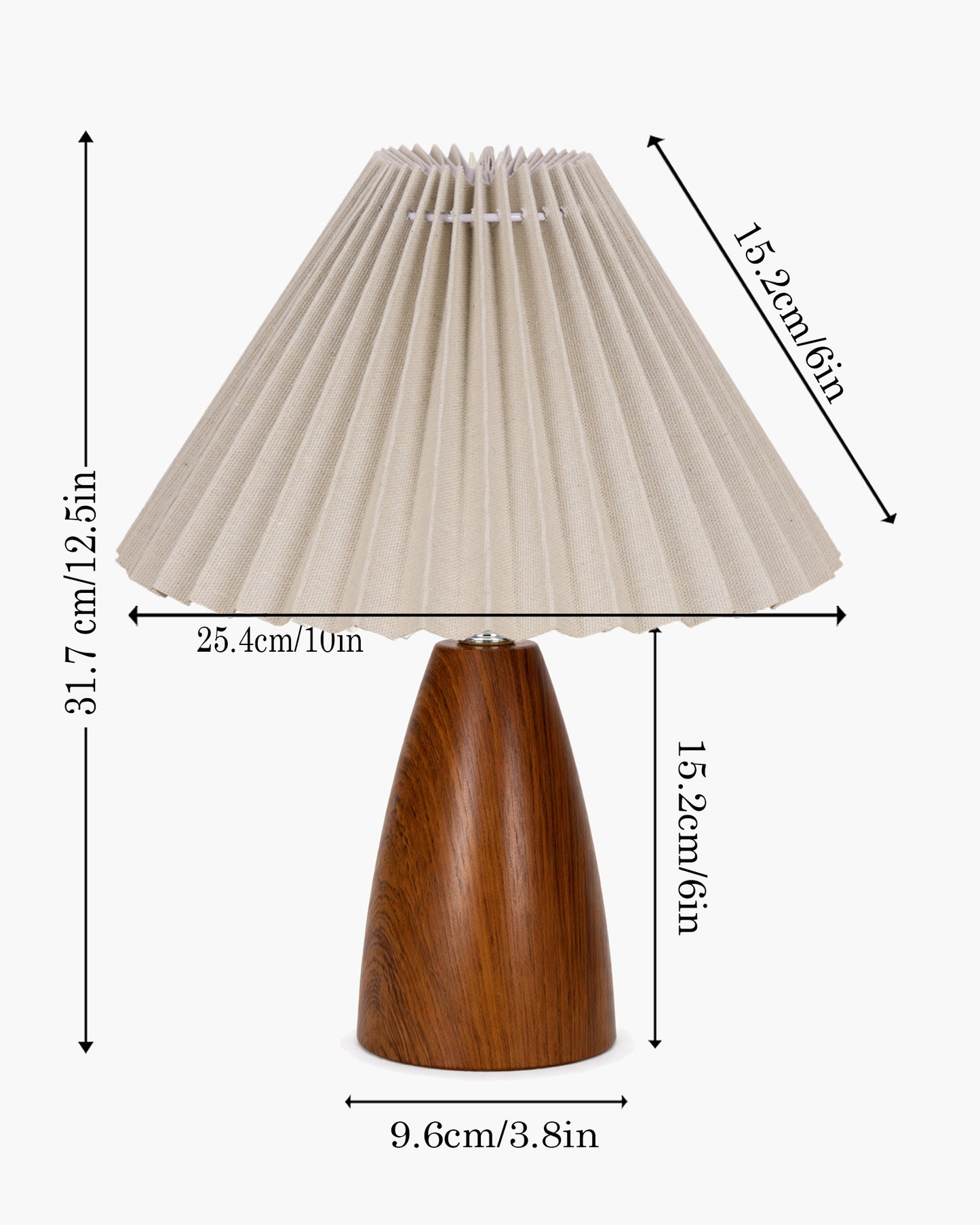 Homesake® Wood Grain Pattern Small Table Lamp, Desk Light, Metal Table Lamp, Metal Bedroom Lamps for Nightstand, Small Scalloped Lamp Shade Table Lamps for Small Spaces for Bedroom,Living Room, Taper Cone