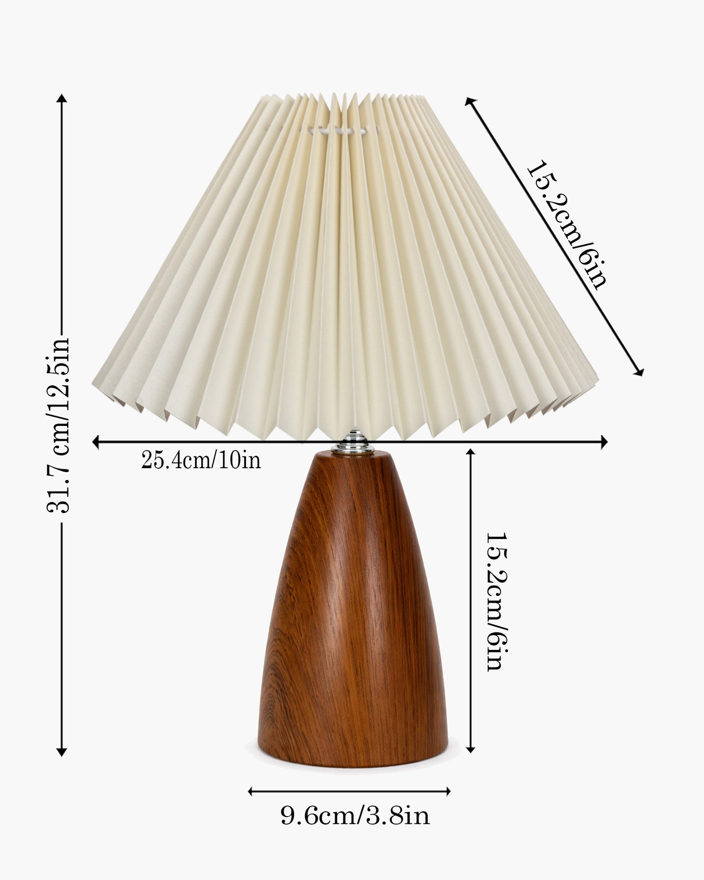 Homesake® Wood Grain Pattern Small Table Lamp, Desk Light, Metal Table Lamp, Metal Bedroom Lamps for Nightstand, Small Scalloped Lamp Shade Table Lamps for Small Spaces for Bedroom,Living Room, Taper Cone