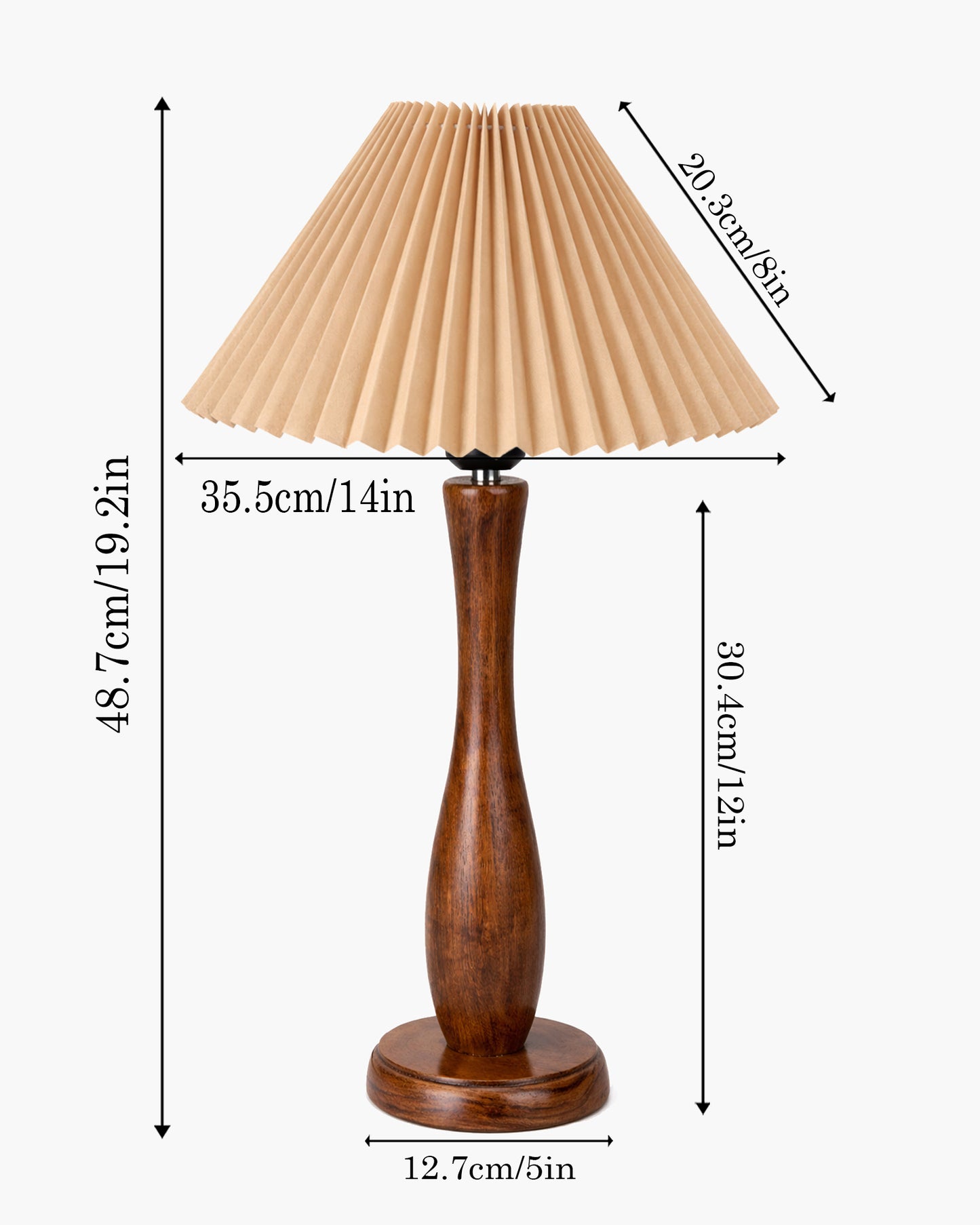Homesake® Handcrafted Wooden Table Lamp with Pleated Fabric Shade, Solid Wood Spindle Antique Decorative Night Lamp, Elegant Scandinavian Style Bedside & Living room lamp, Study, Hotel & Reading lamp