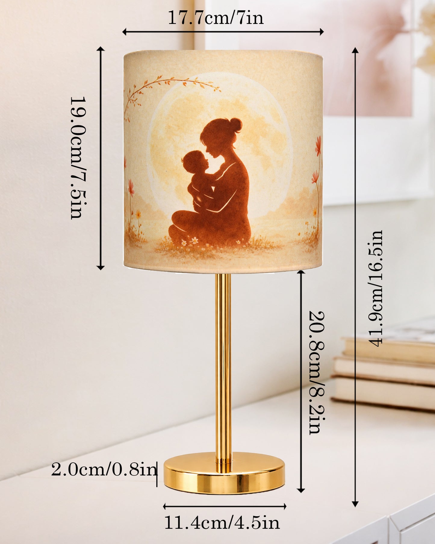 Luxe Flat Gold Table Lamp with Linen Fabric Drum Shade, Modern Decorative Bedside Lamp for Bedroom & Study Table, Living Room & Side Table, Cylinde Shade